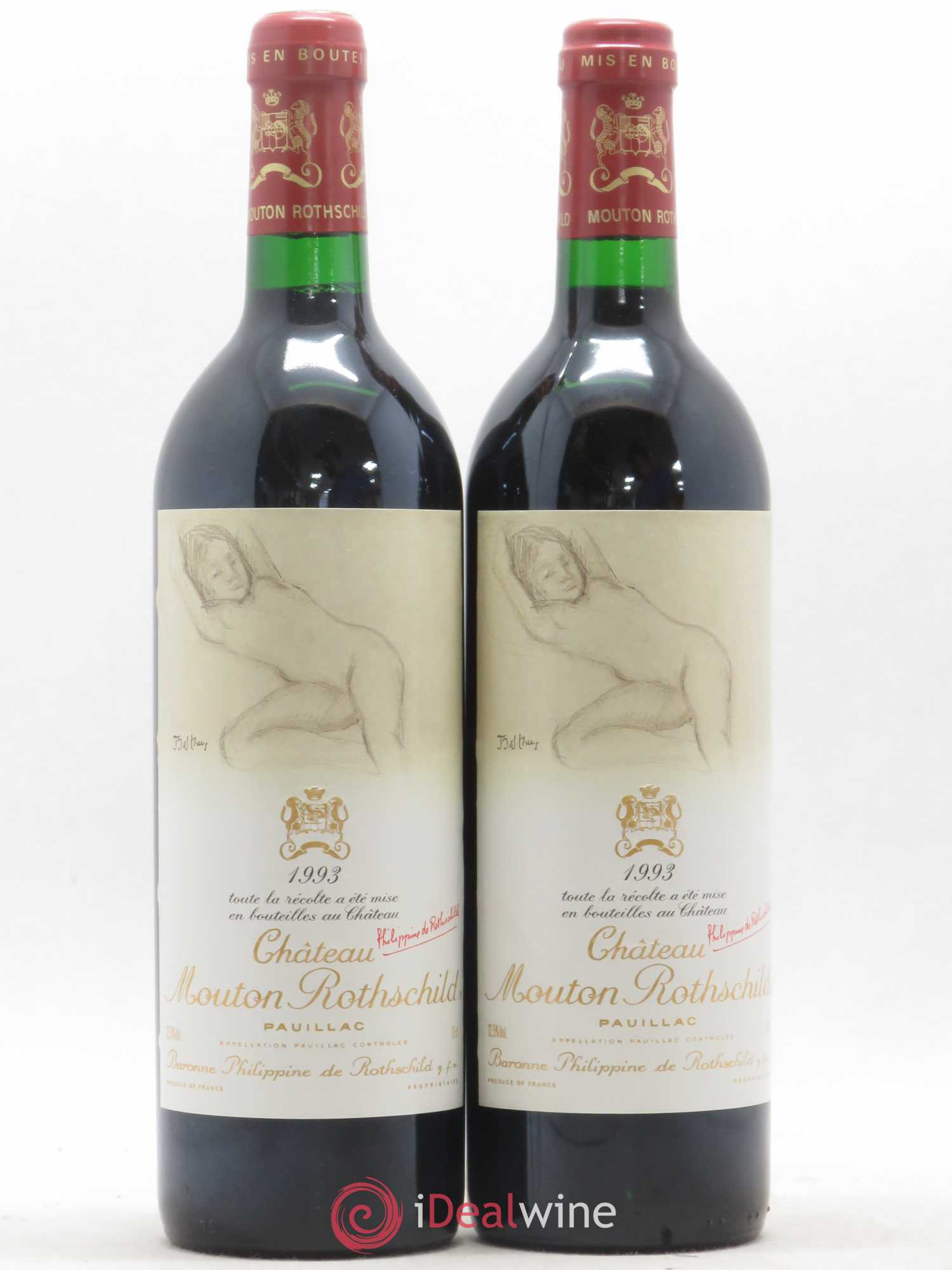 Château Mouton Rothschild 1er Grand Cru Classé 1993 - Lot de 2 bouteilles - 0