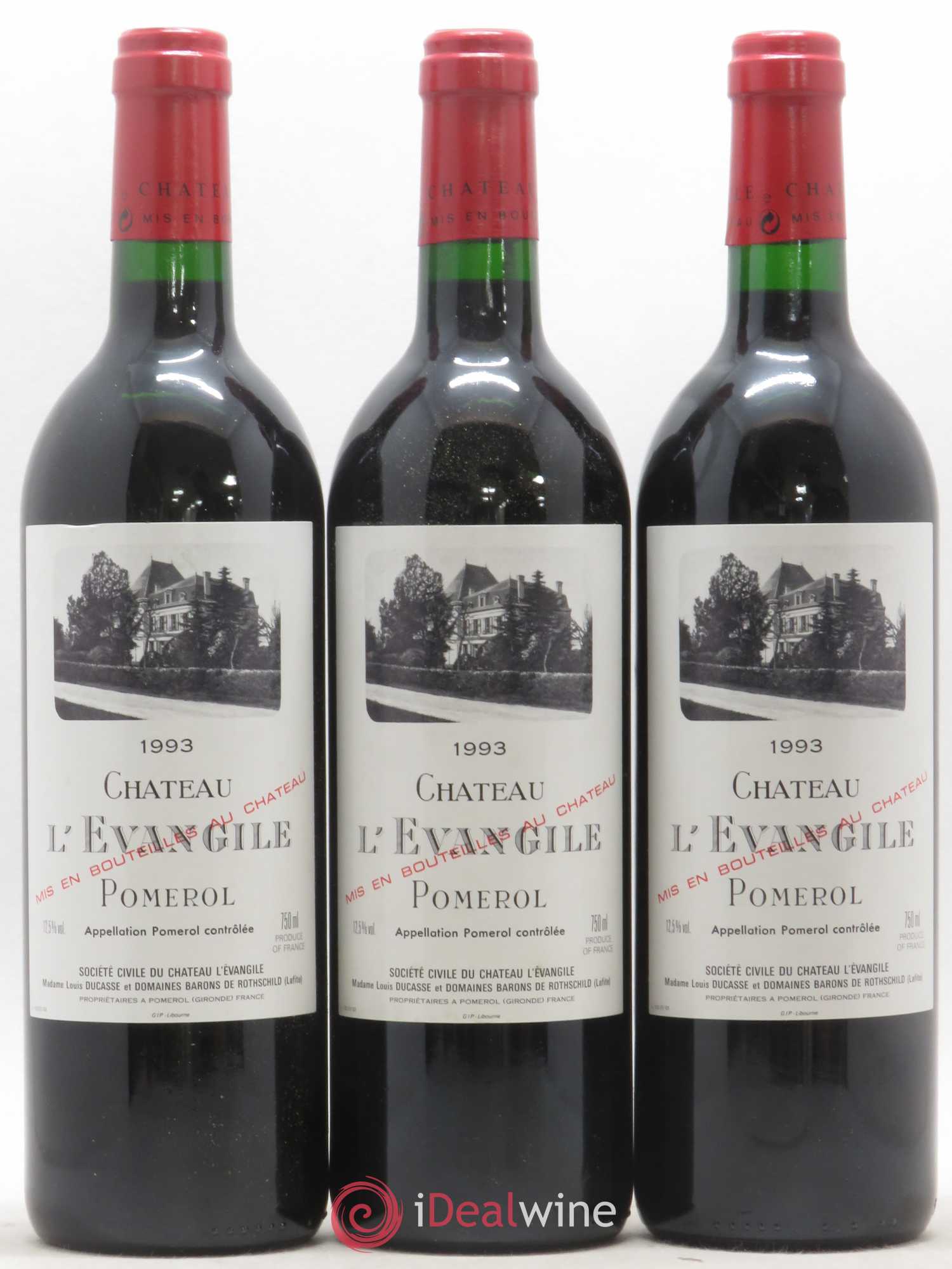 Château l' Évangile 1993 - Lot de 3 bouteilles - 0