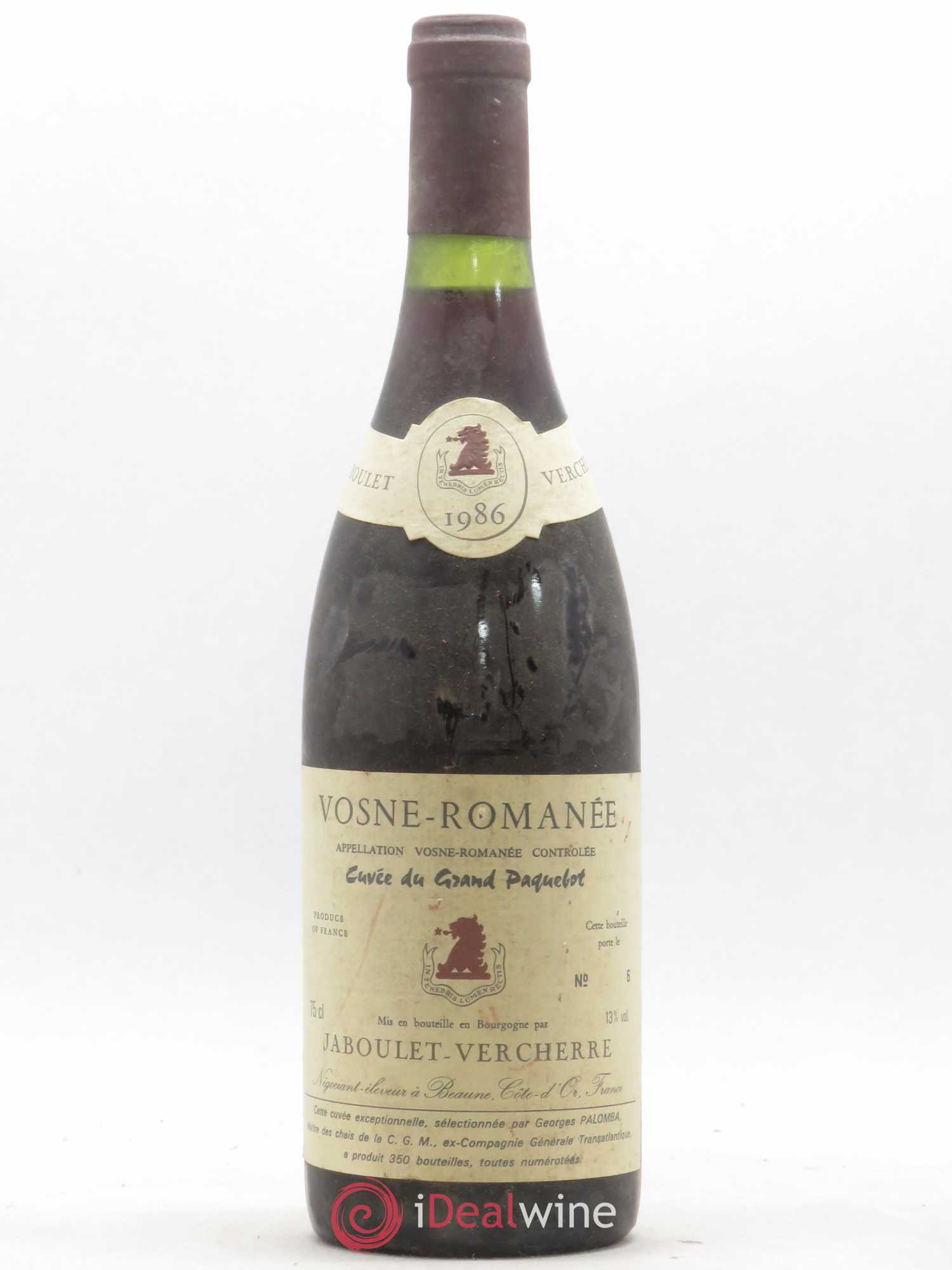 Vosne-Romanée Cuvée du Grand Paquebot Jaboulet-Vercherre 1986 - Posten von 1 Flasche - 0