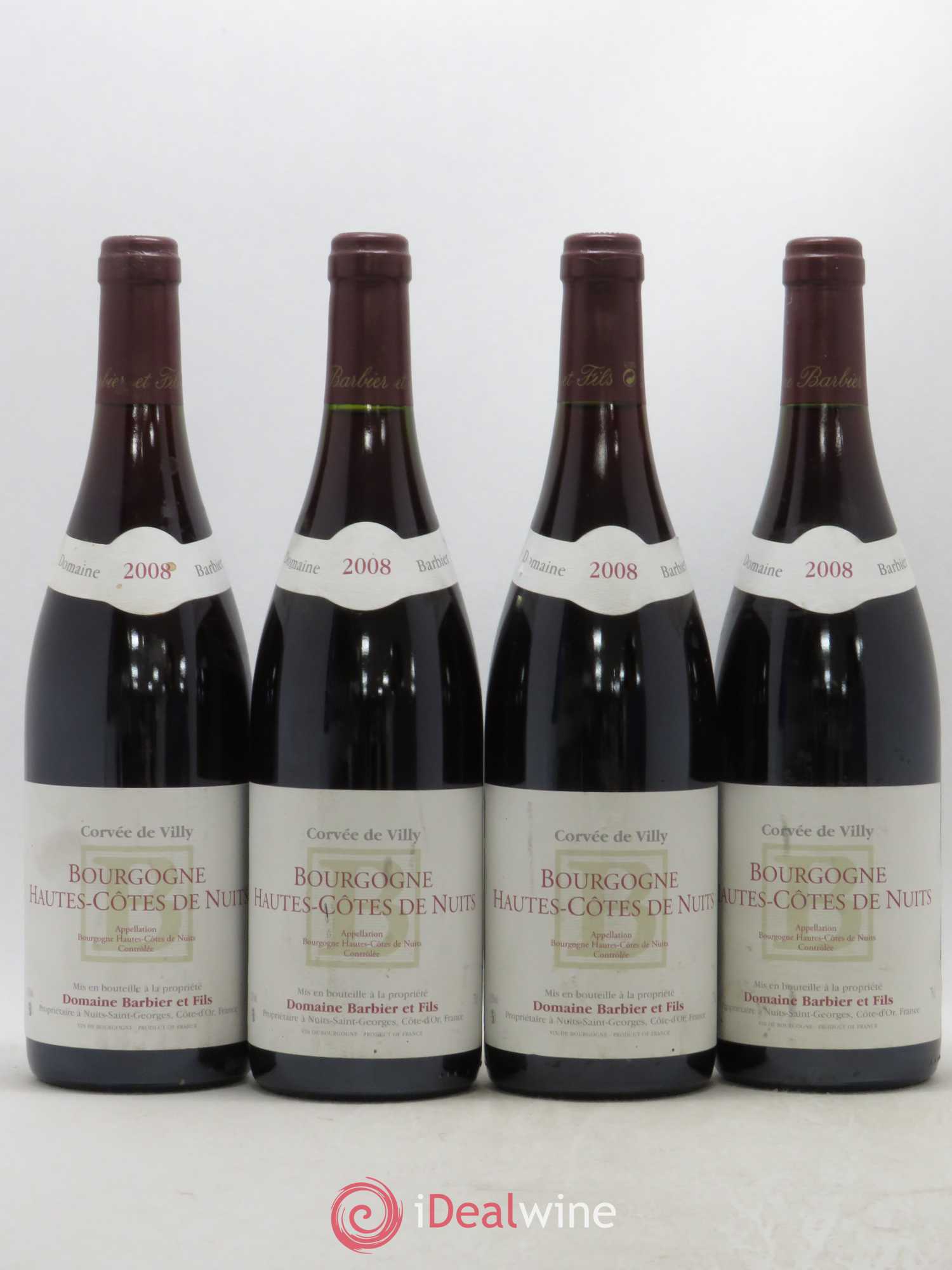 Hautes-Côtes de Nuits Domaine Barbier Corvée de Villy (sans prix de réserve) 2008 - Posten von 4 Flaschen - 0
