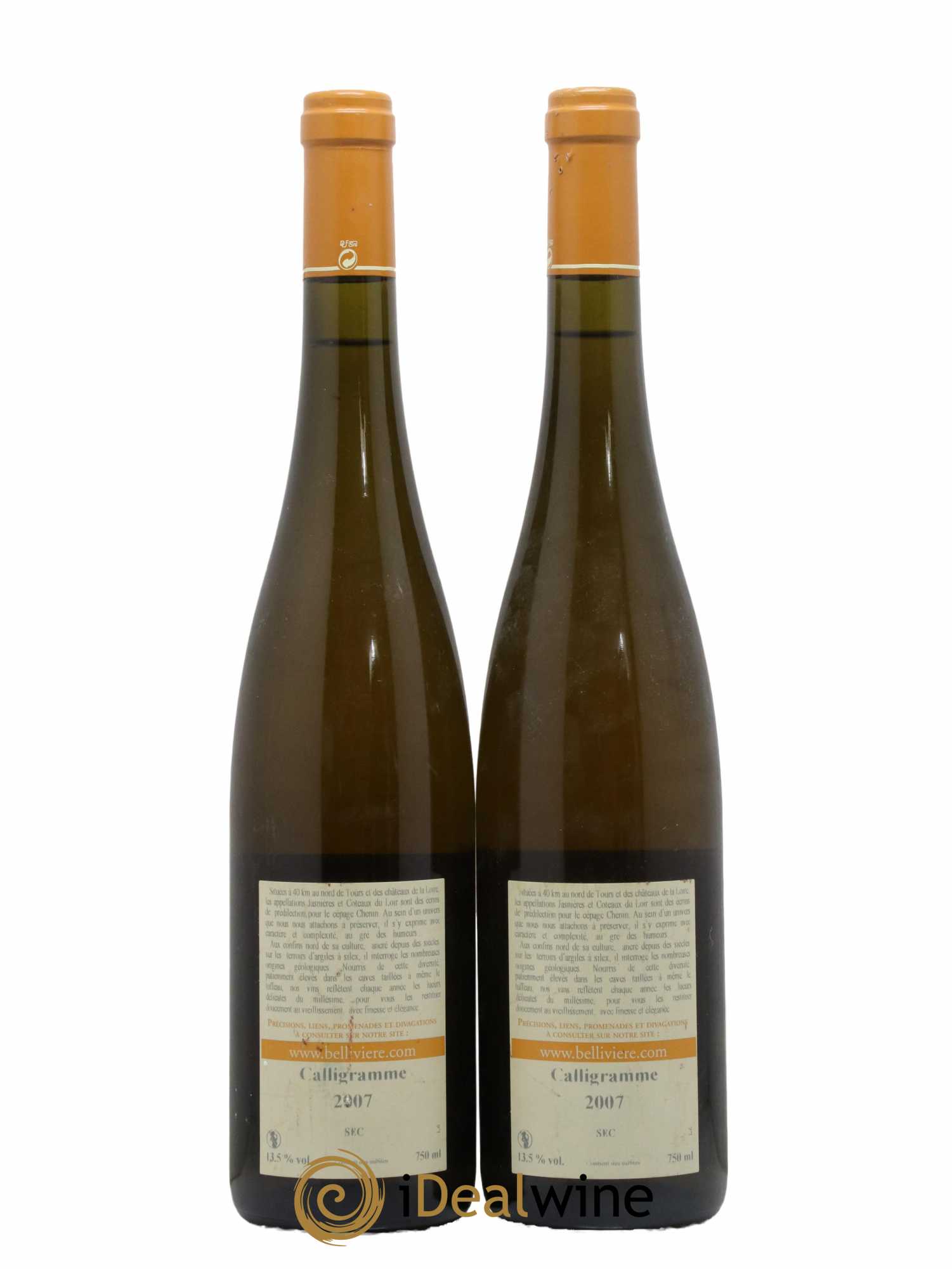 Jasnières Calligramme Domaine de Bellivière 2007 - Lot de 2 bouteilles - 1