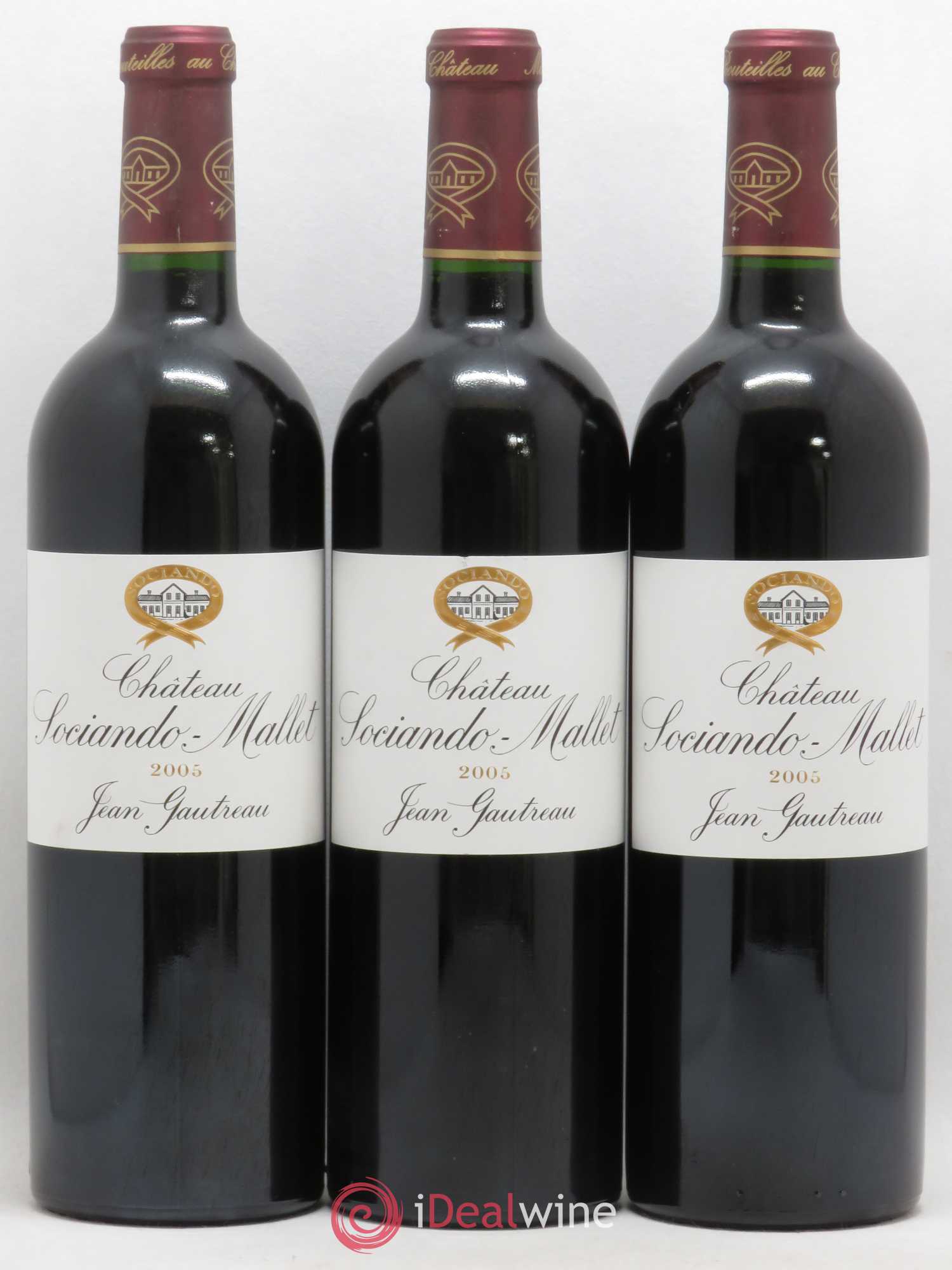 Château Sociando Mallet 2005 - Lot de 3 bouteilles - 0