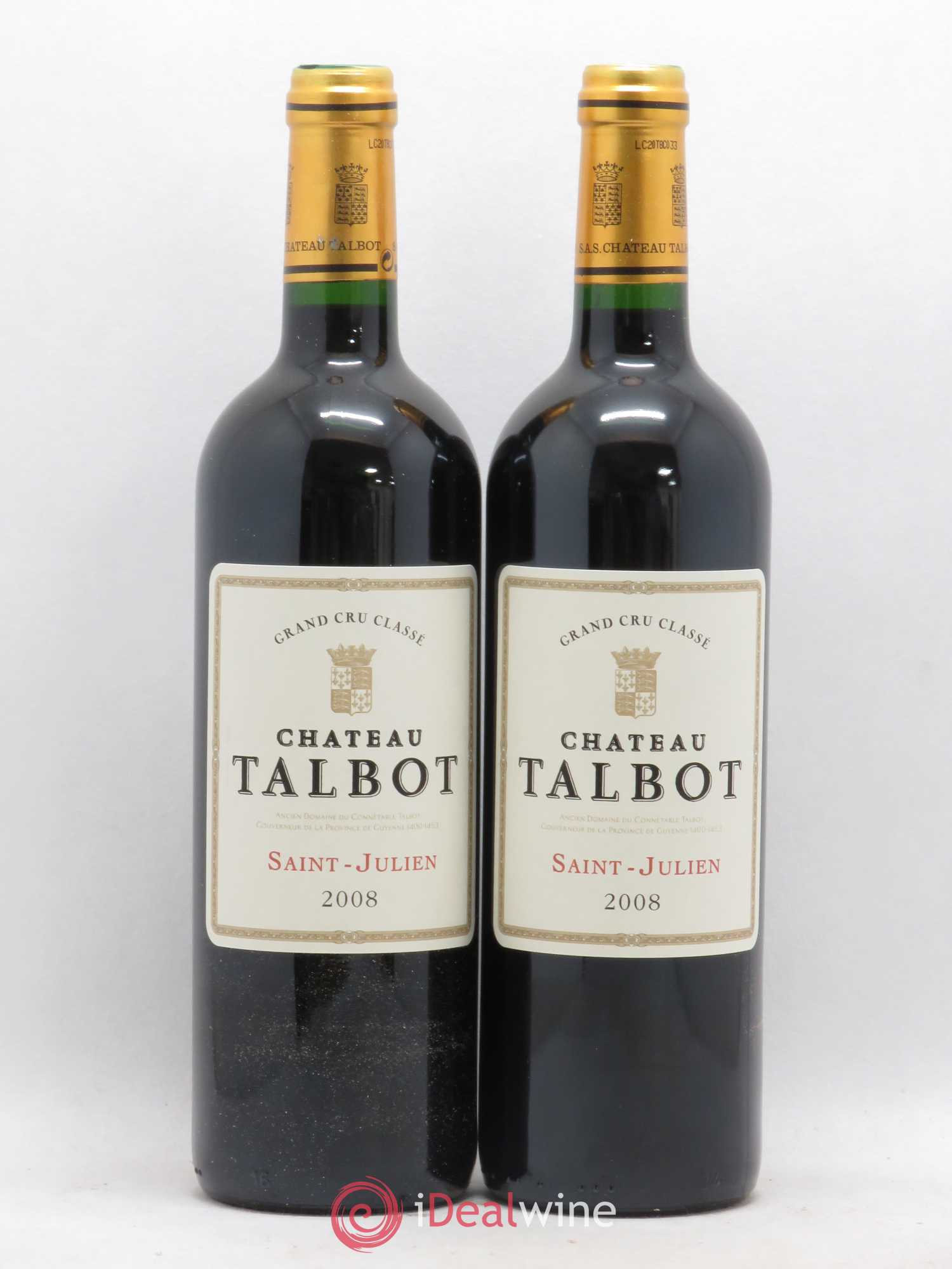 Château Talbot 4ème Grand Cru Classé 2008 - Lot de 2 bouteilles - 0