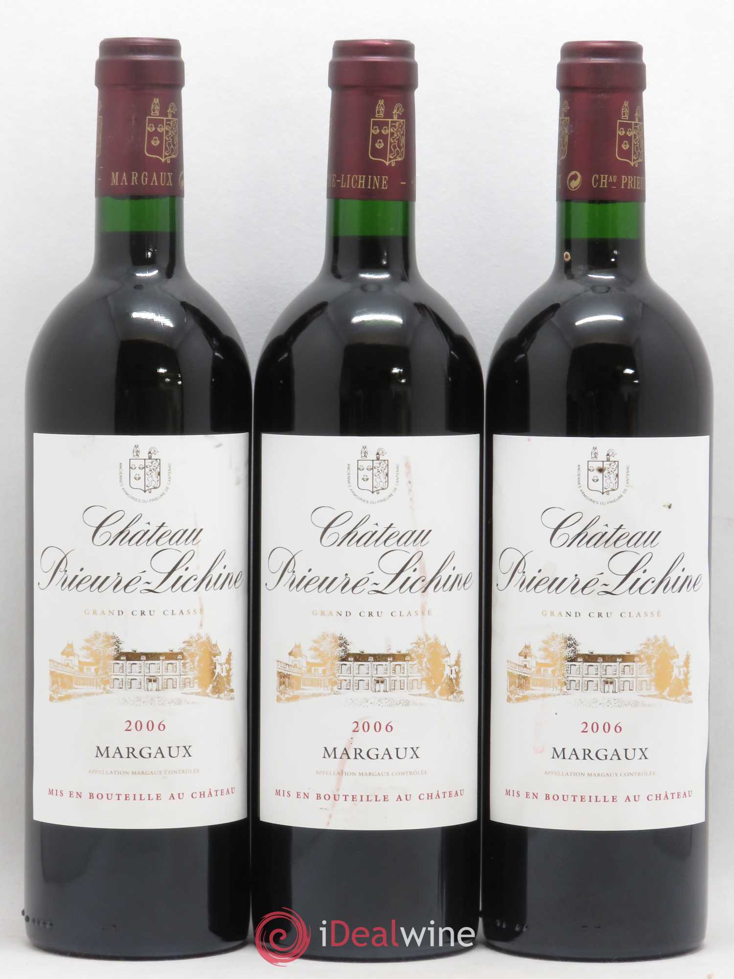 Château Prieuré Lichine 4ème Grand Cru Classé 2006 - Lot de 3 bouteilles - 0