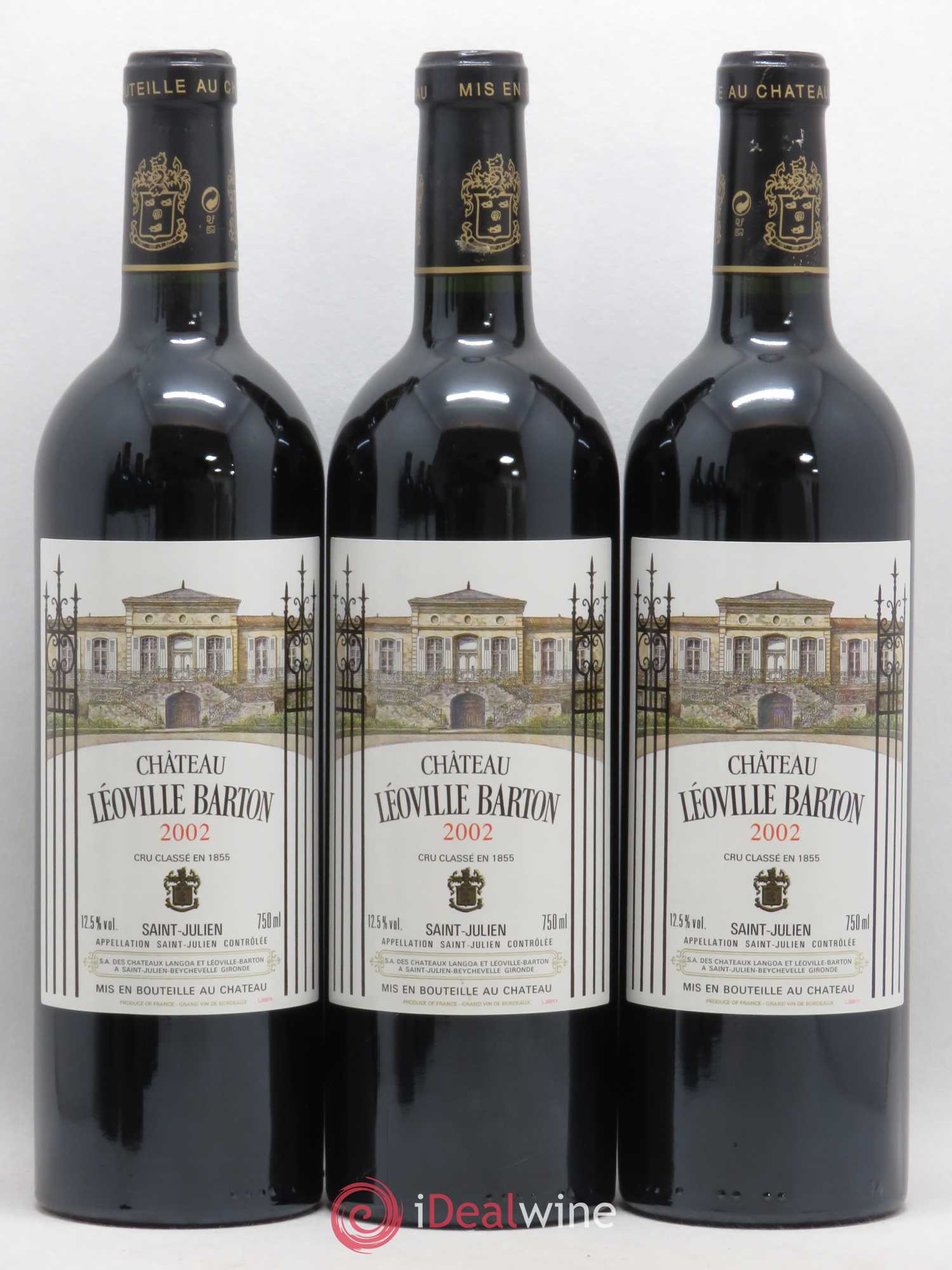 Château Léoville Barton 2ème Grand Cru Classé 2002 - Lot de 3 bouteilles - 0