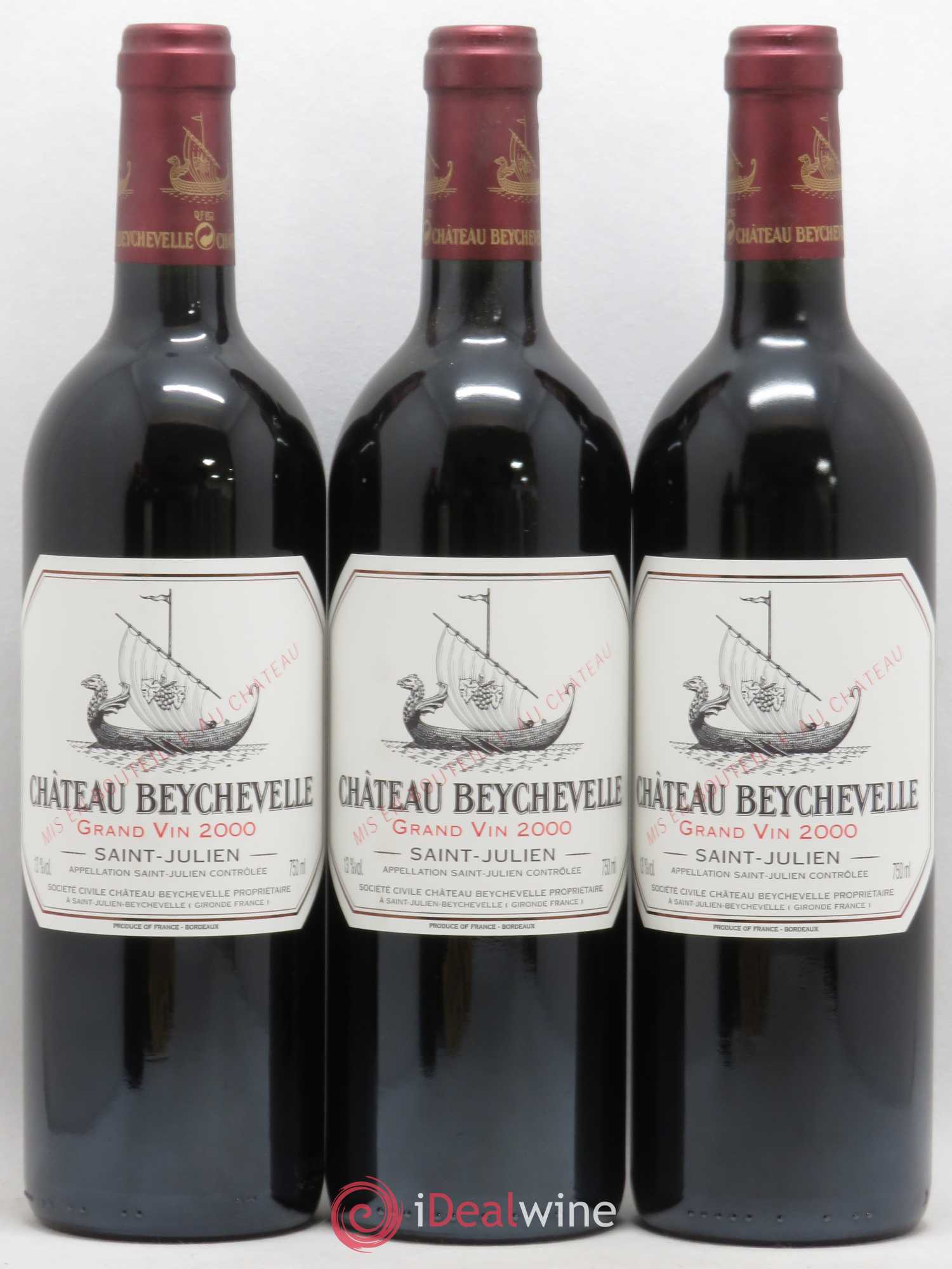 Château Beychevelle 4ème Grand Cru Classé 2000 - Lot de 3 bouteilles - 0