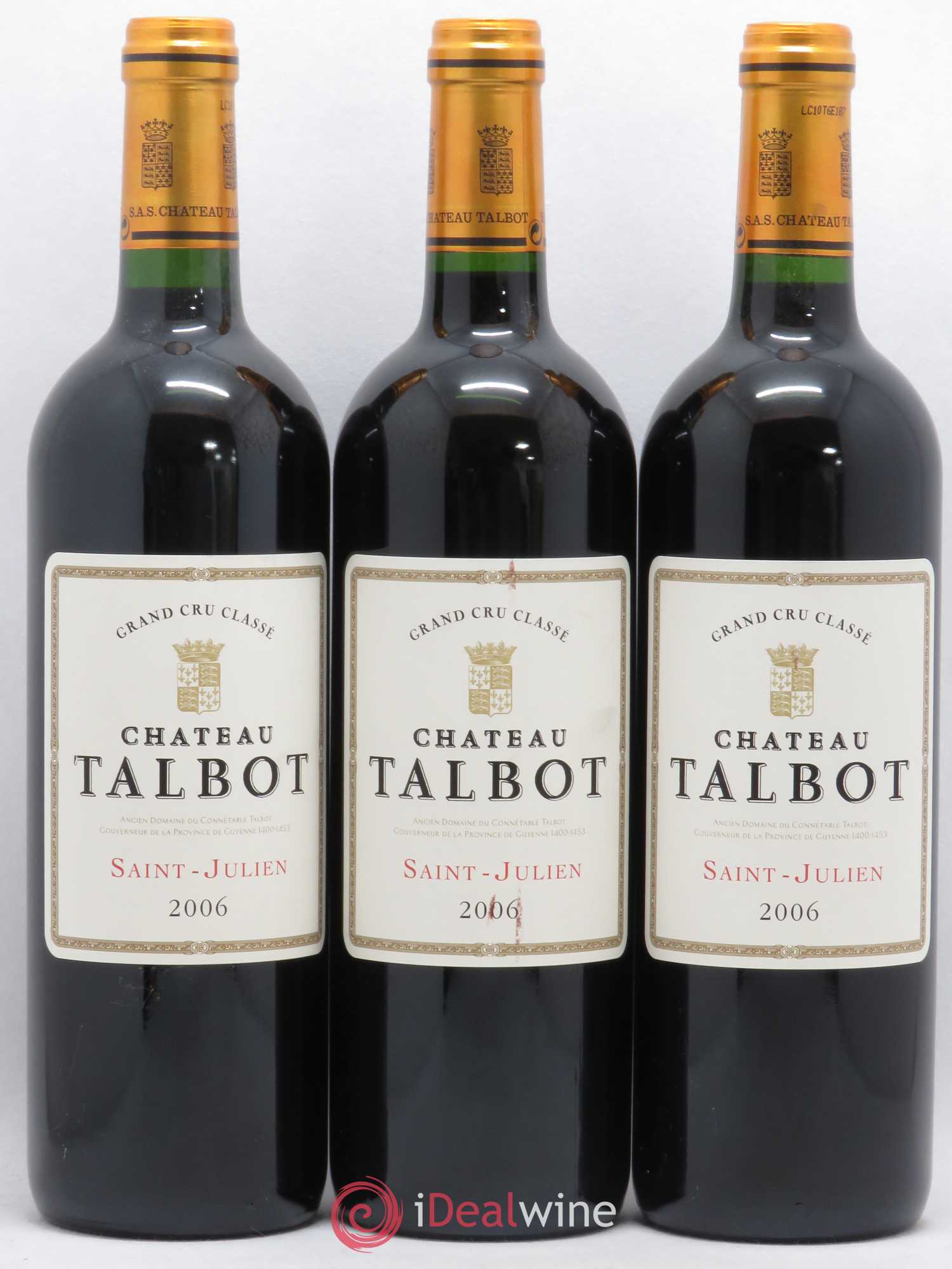 Château Talbot 4ème Grand Cru Classé 2006 - Lot de 3 bouteilles - 0