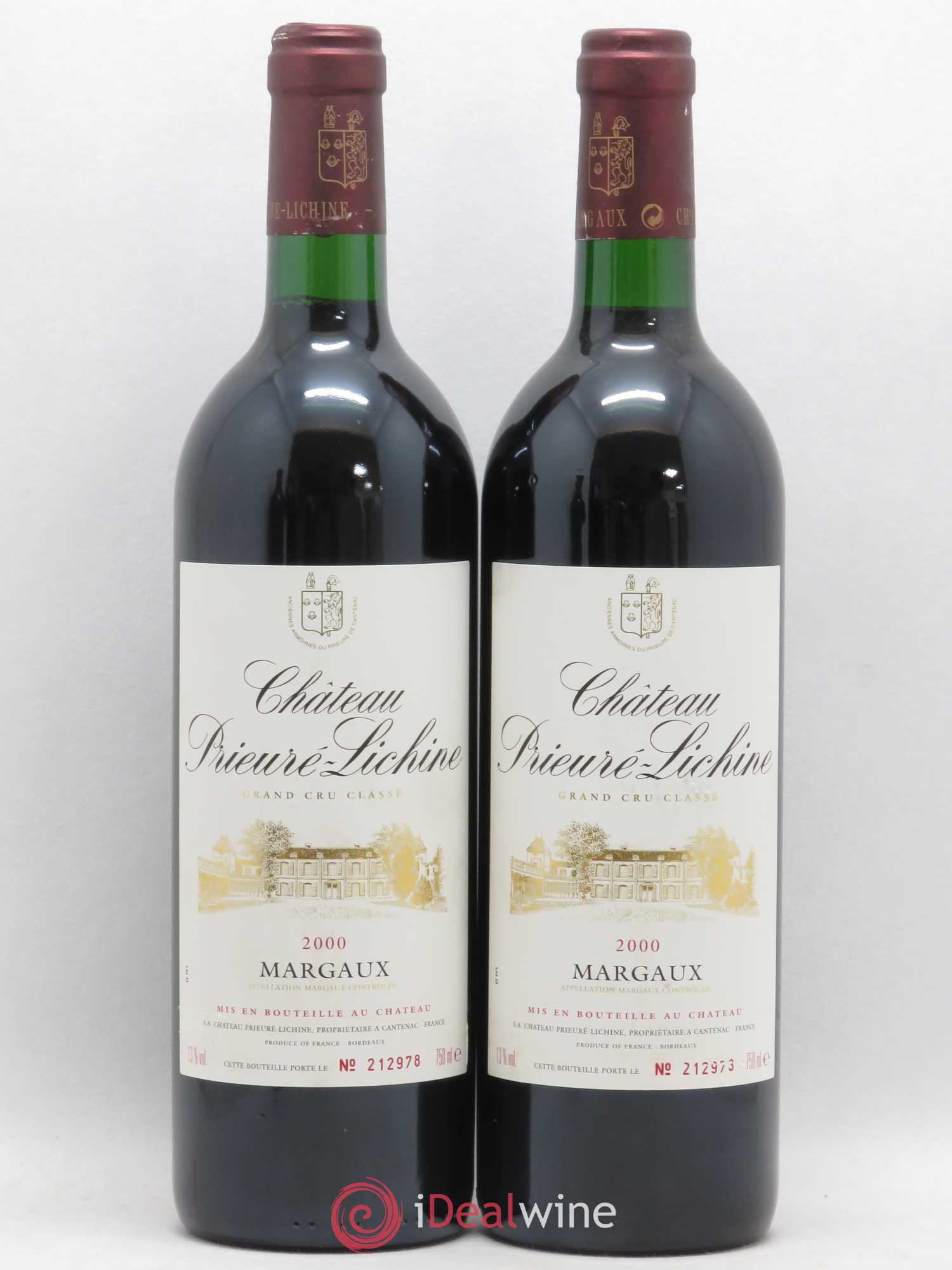 Château Prieuré Lichine 4ème Grand Cru Classé 2000 - Lot de 2 bouteilles - 0