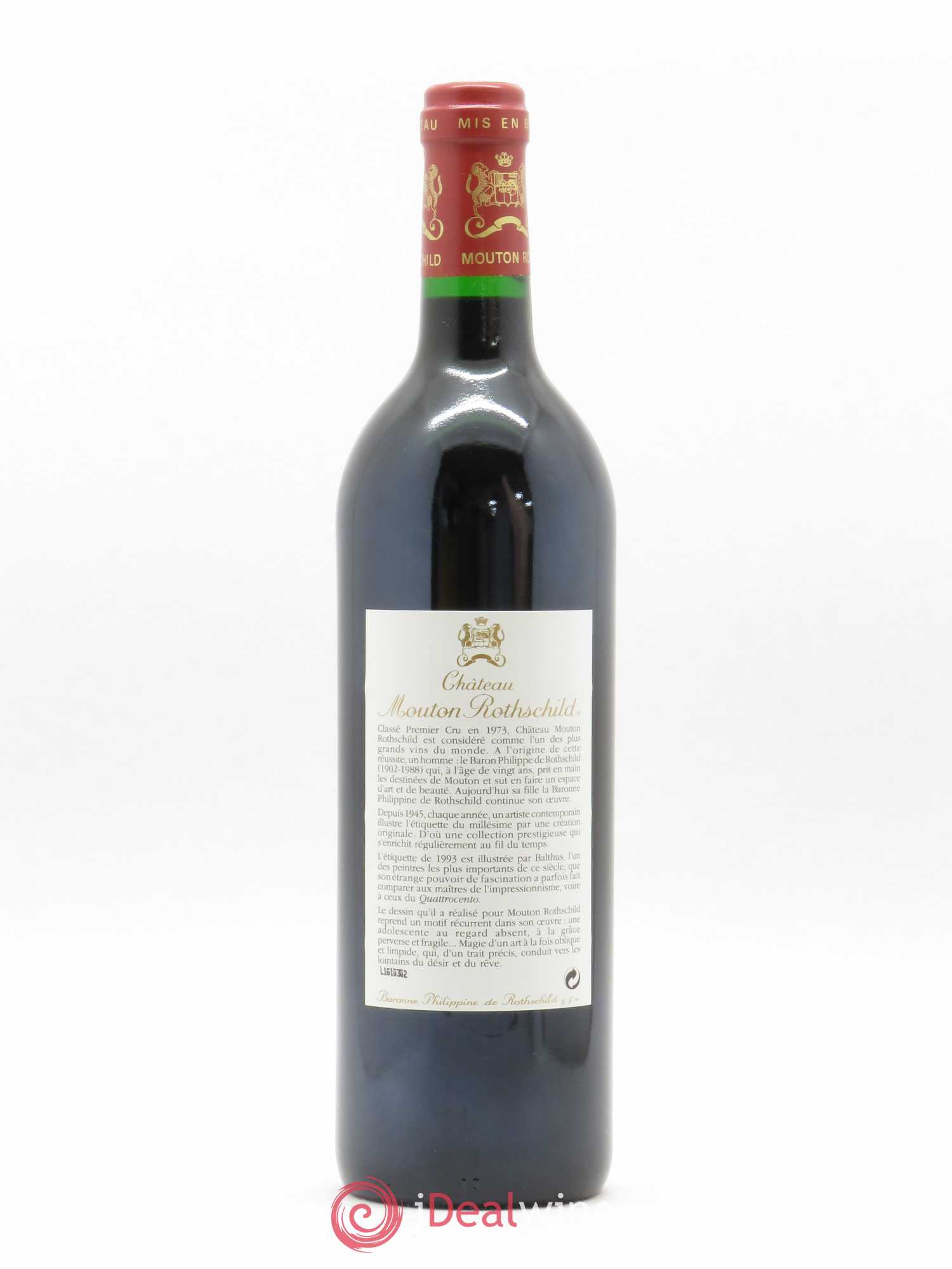 Château Mouton Rothschild 1er Grand Cru Classé 1993 - Lot de 1 bouteille - 1