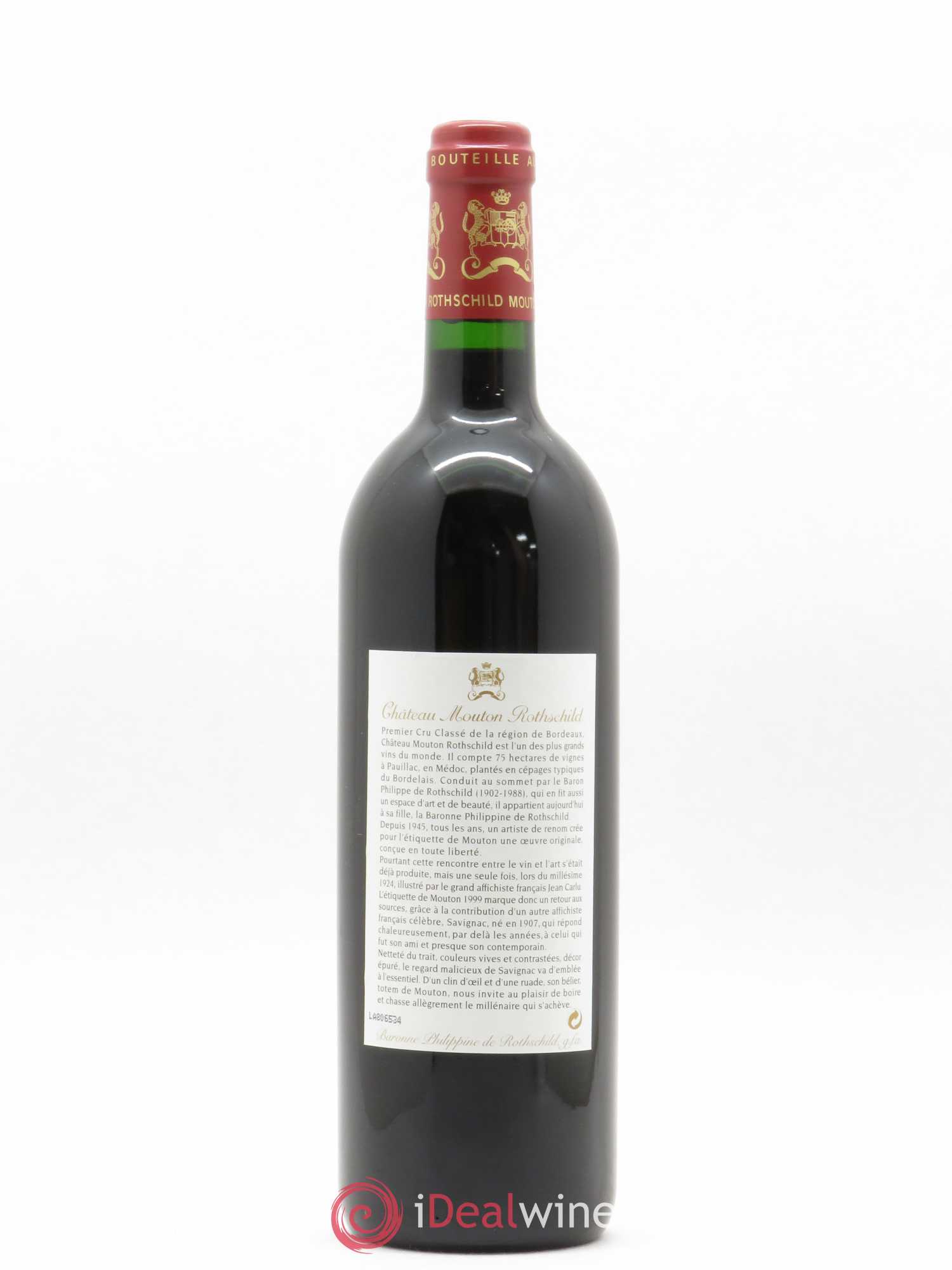 Château Mouton Rothschild 1er Grand Cru Classé 1999 - Lot de 1 bouteille - 1