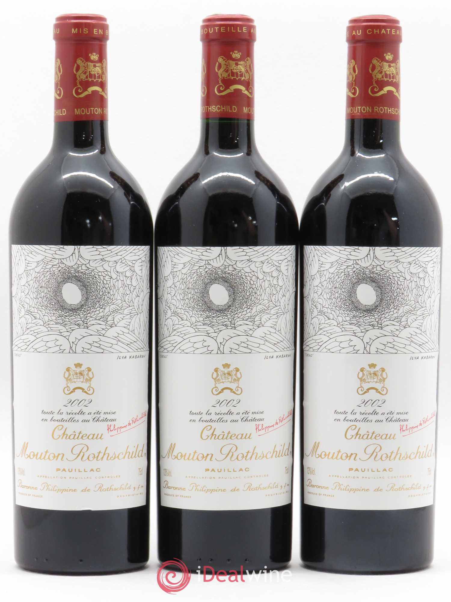 Château Mouton Rothschild 1er Grand Cru Classé 2002 - Lot de 3 bouteilles - 0