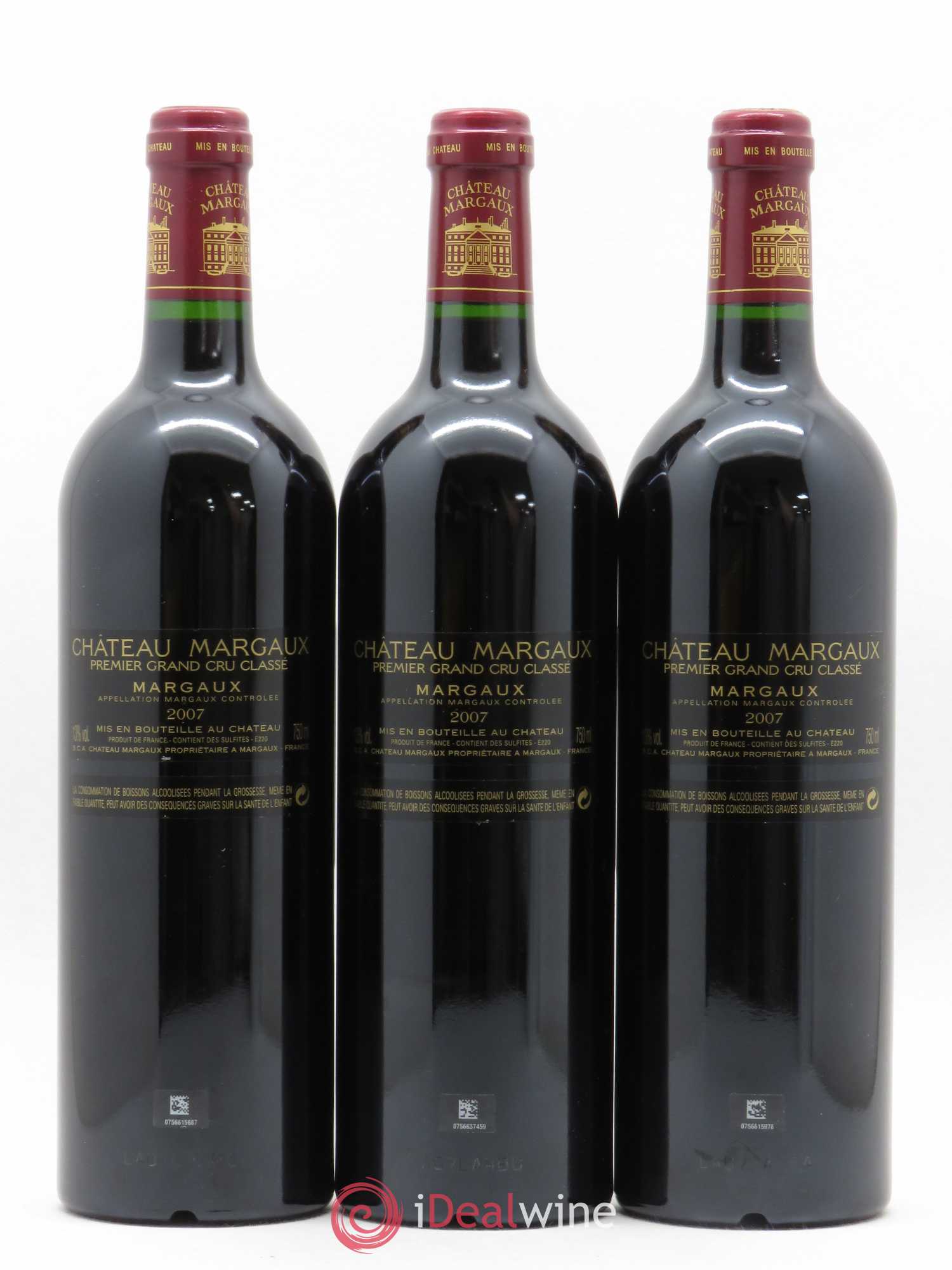 Château Margaux 1er Grand Cru Classé 2007 - Lot de 3 bouteilles - 1