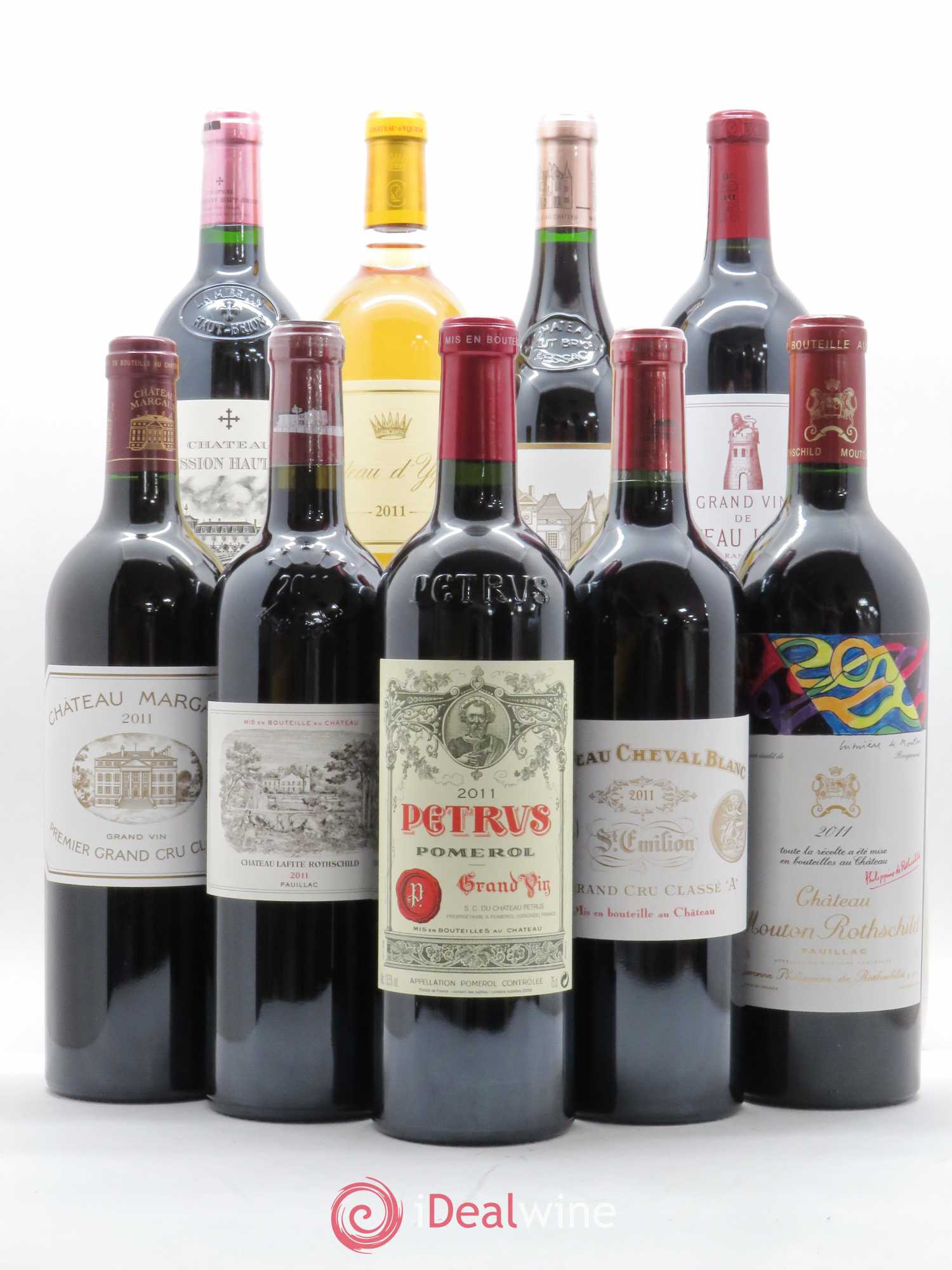 Caisse Collection Duclot 2011 Petrus, Lafite, Latour, Mouton Rothschild, Margaux, Haut Brion, Mission, Cheval Blanc et Yquem 2011 - Posten von 9 Flaschen - 0