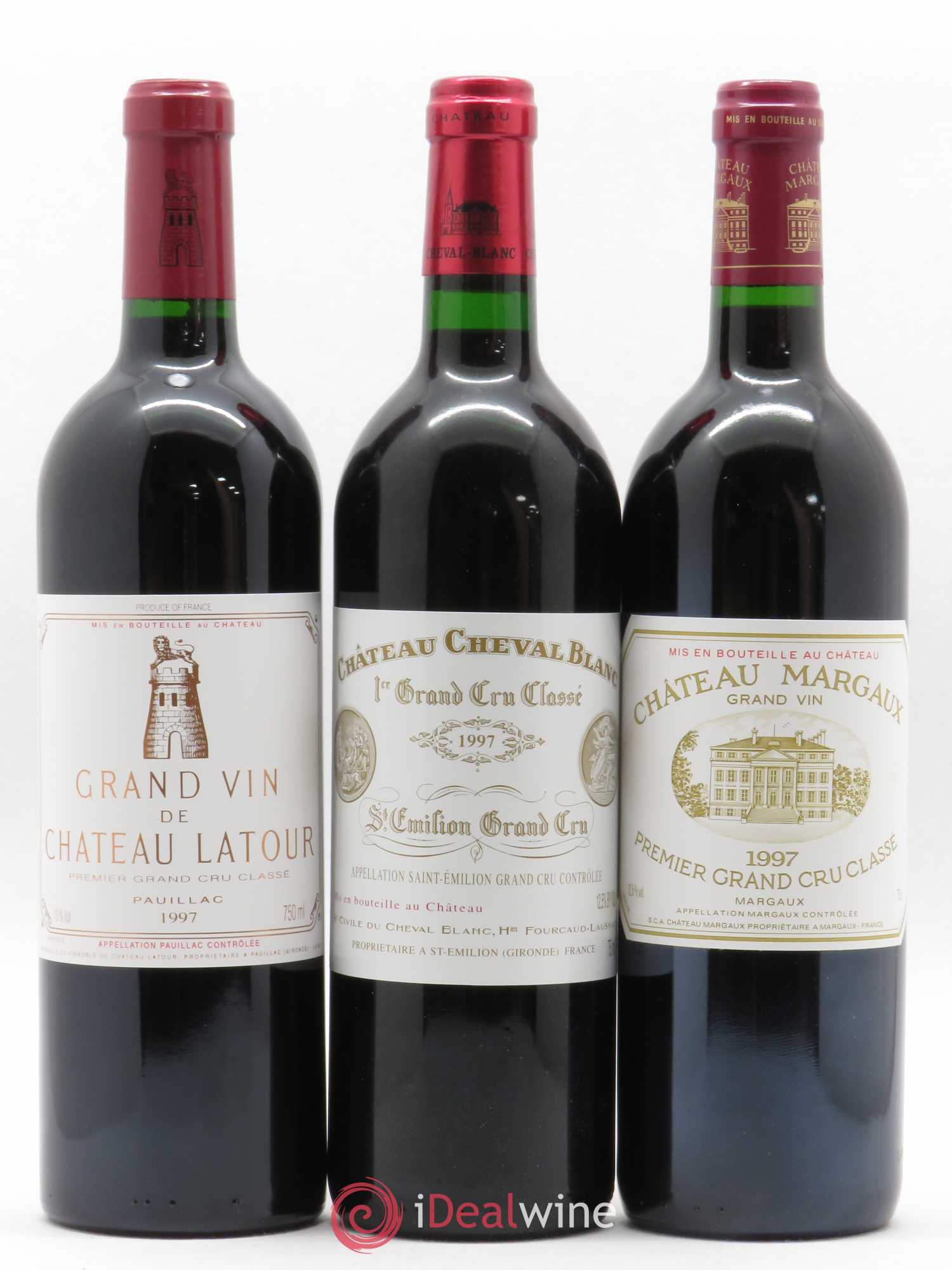Caisse Collection Duclot Petrus, Lafite Rothschild, Latour, Mouton Rothschild, Margaux, Haut Brion, Mission, Cheval Blanc et Ausone 1997 - Lot de 9 bouteilles - 1