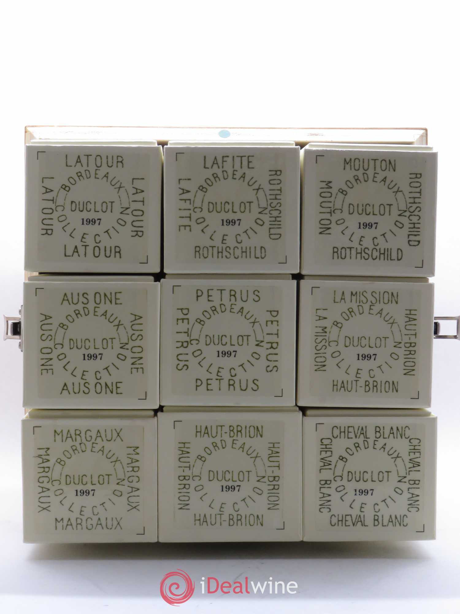 Caisse Collection Duclot Petrus, Lafite Rothschild, Latour, Mouton Rothschild, Margaux, Haut Brion, Mission, Cheval Blanc et Ausone 1997 - Lot de 9 bouteilles - 7