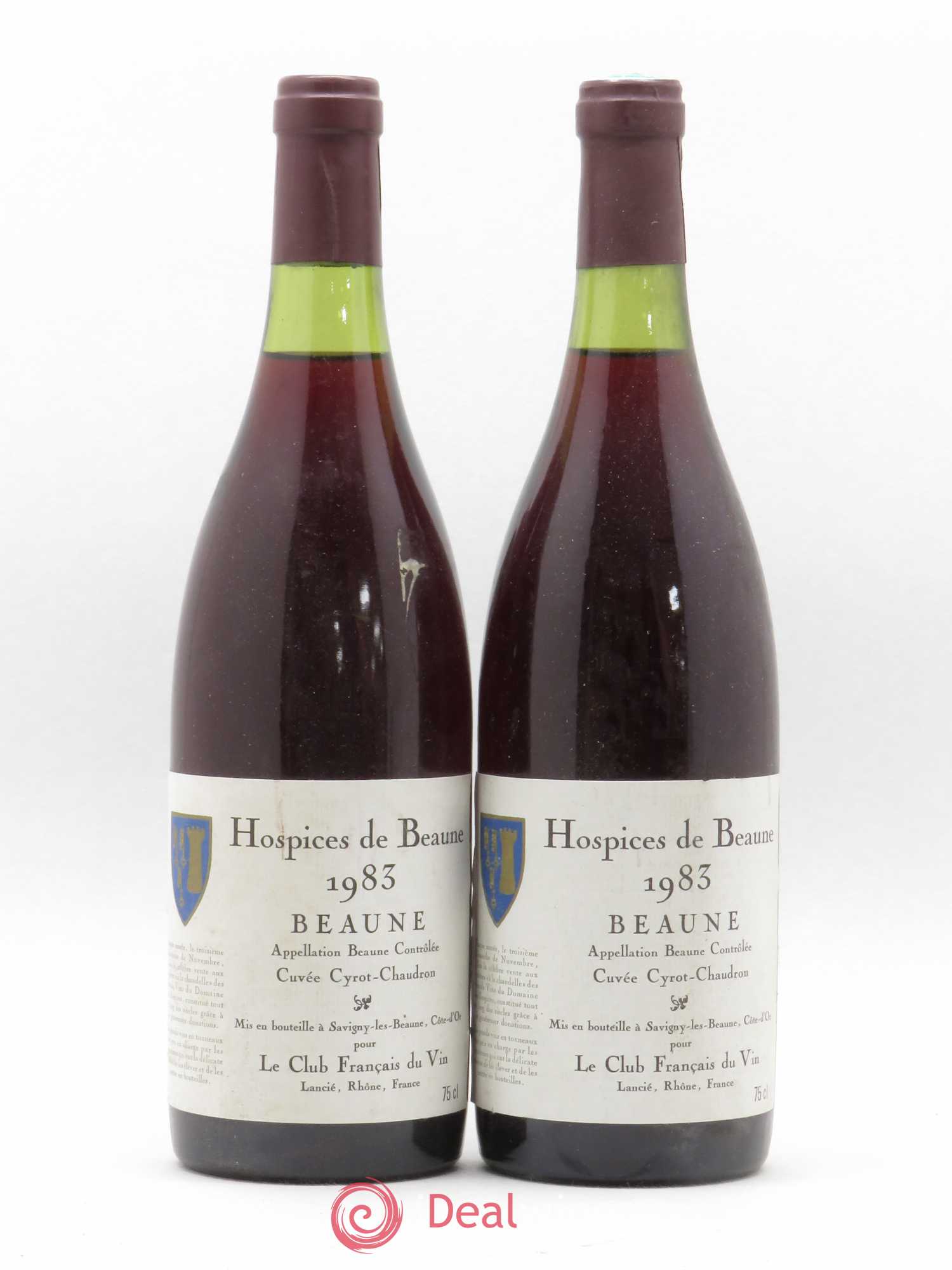 Beaune cuvée Cyrot Chaudron Hospices de Beaune Le club Francais du vin 1983 - Lot de 2 bouteilles - 0