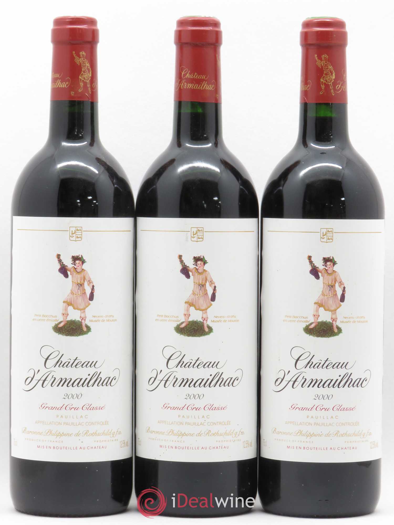 Château d' Armailhac - Mouton Baron(ne) Philippe 5ème Grand Cru Classé 2000 - Lot de 3 bouteilles - 0
