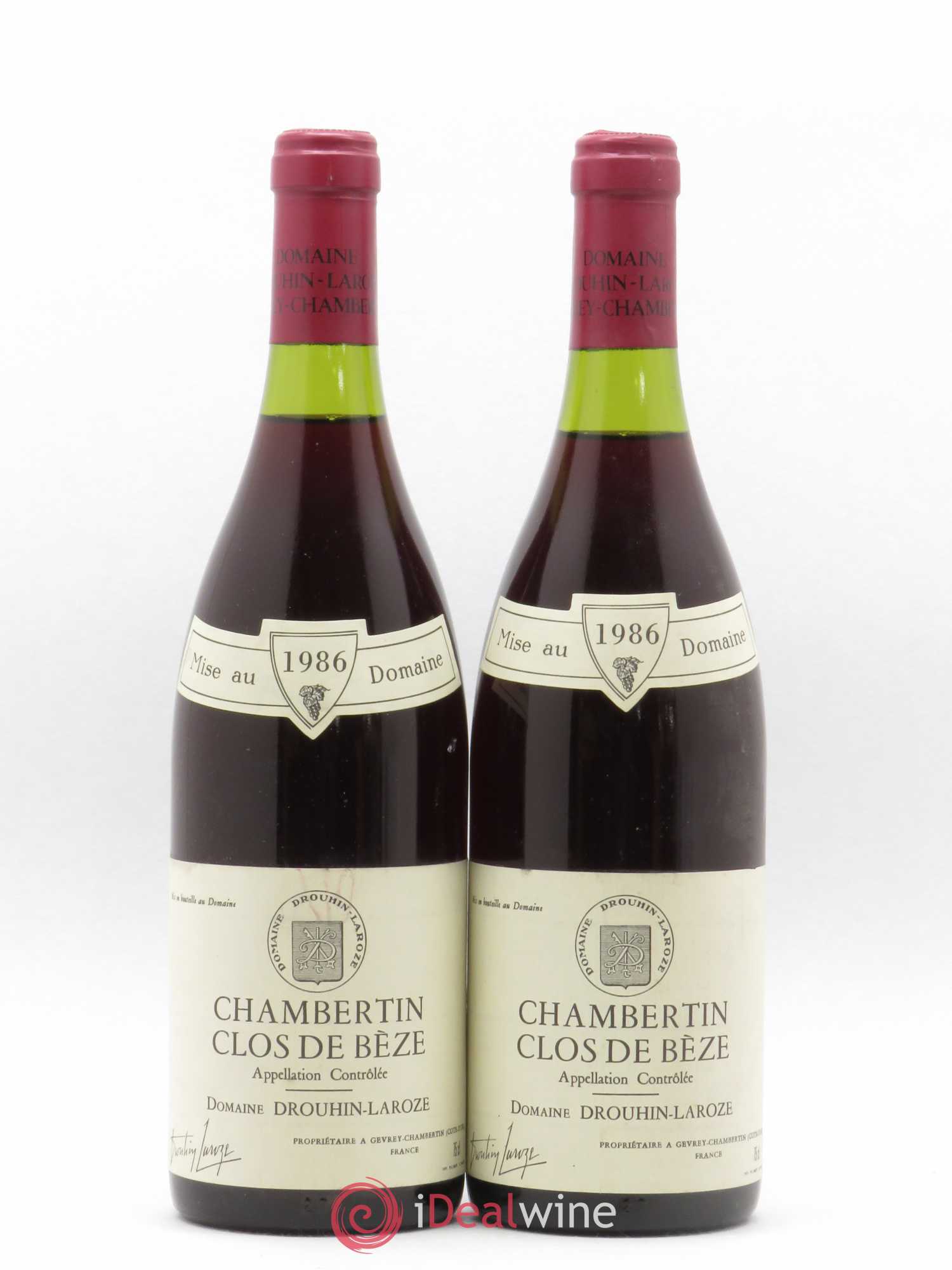 Chambertin Clos de Bèze Grand Cru Domaine Drouhin-Laroze 1986 - Lot de 2 bouteilles - 0