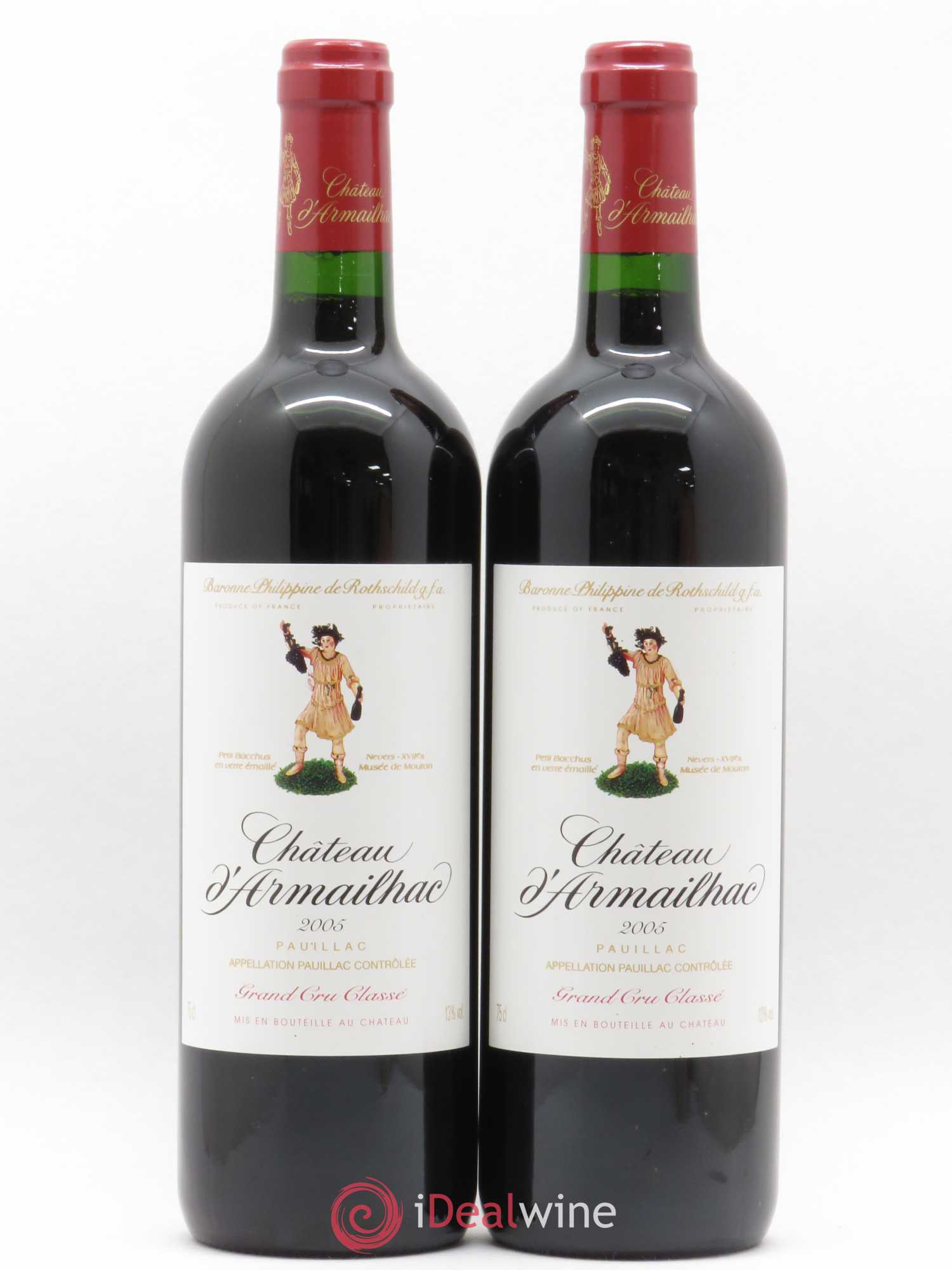 Château d' Armailhac - Mouton Baron(ne) Philippe 5ème Grand Cru Classé 2005 - Lot de 2 bouteilles - 0