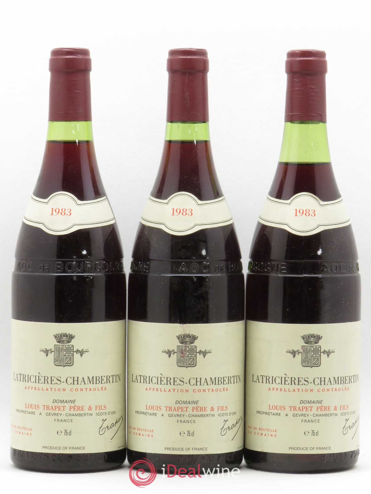 Latricières-Chambertin Grand Cru Domaine Trapet 1983 - Lot de 3 bouteilles - 0