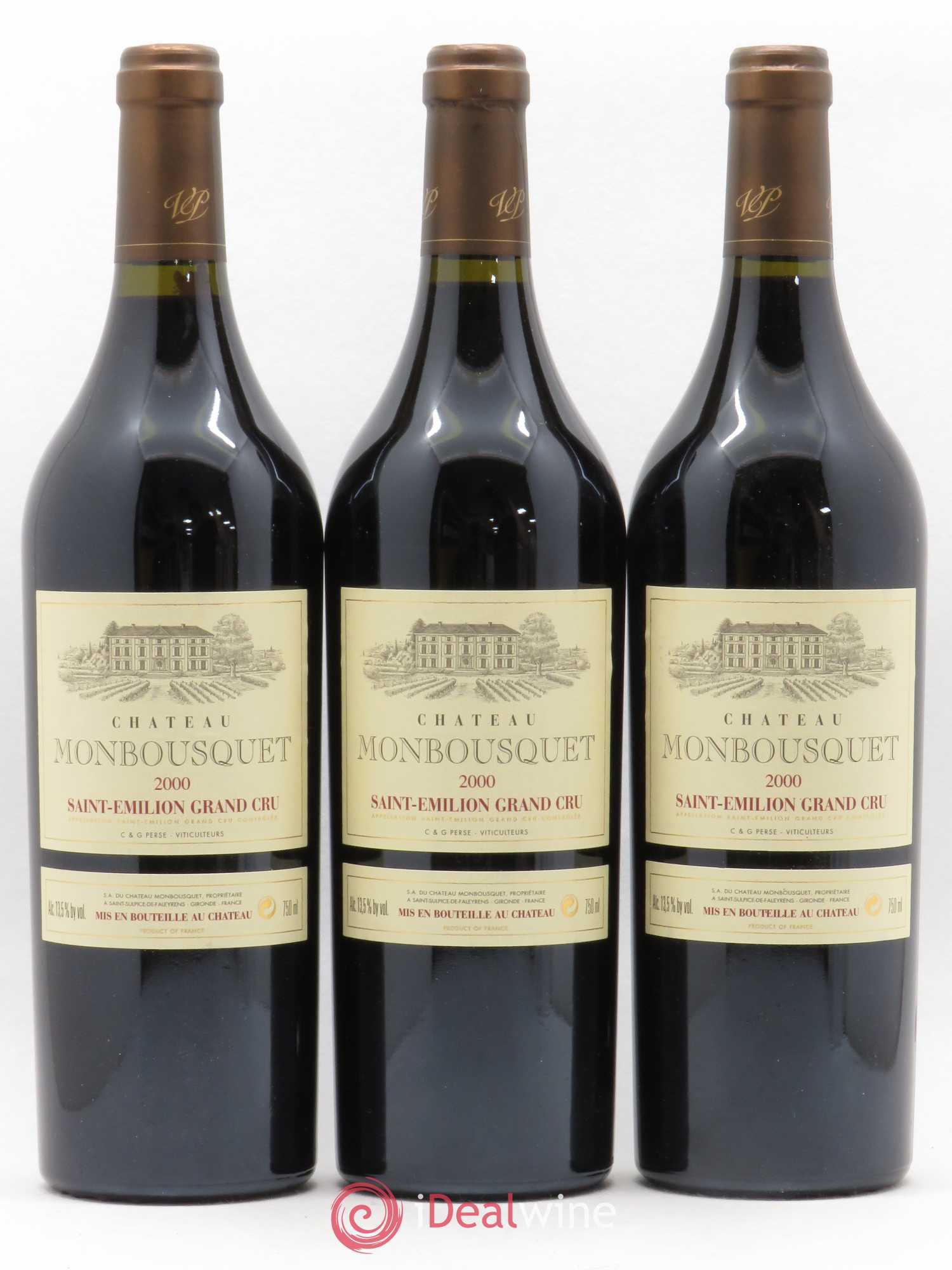 Château Monbousquet Grand Cru Classé 2000 - Lot de 3 bouteilles - 0