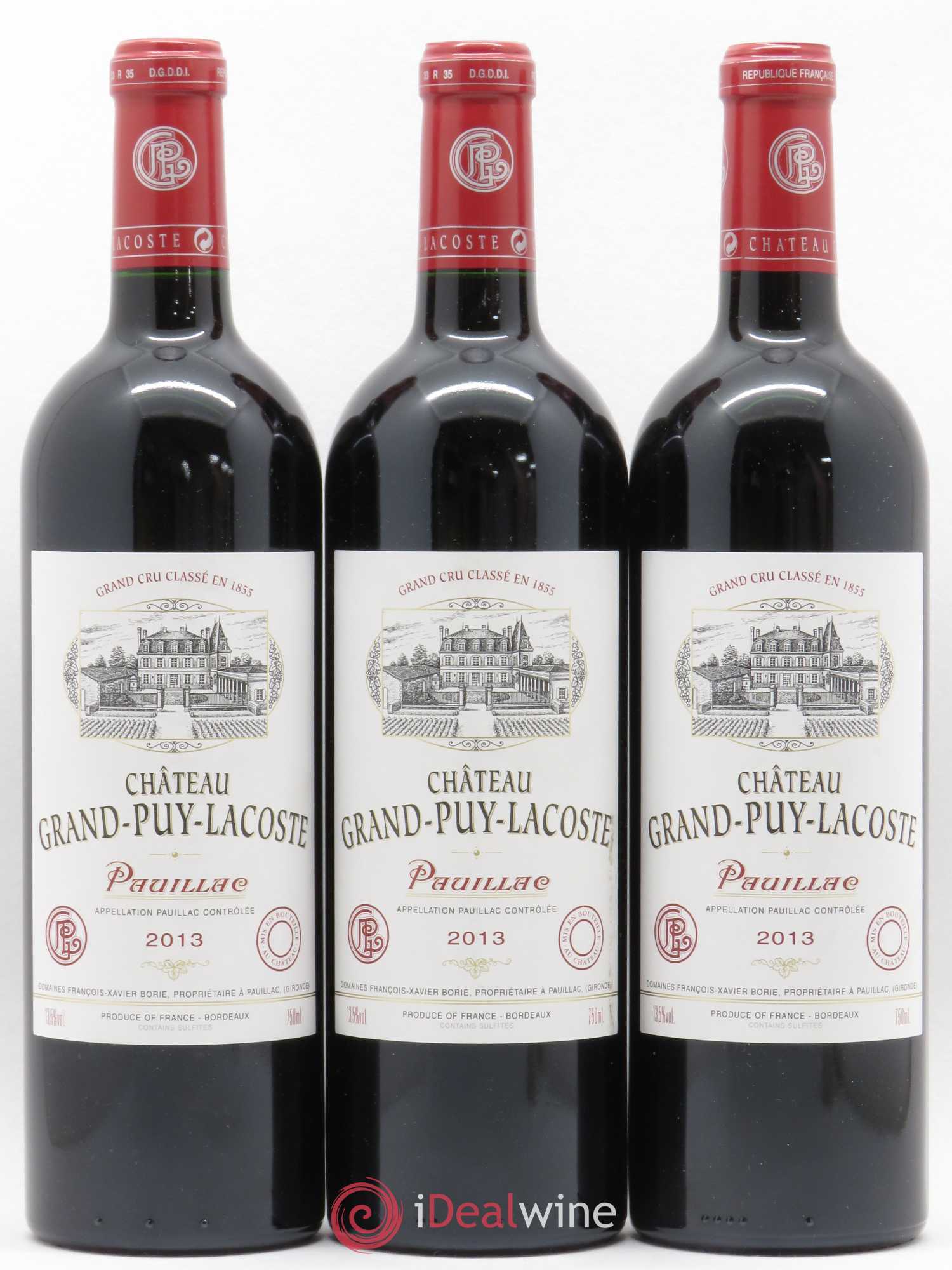 Château Grand Puy Lacoste 5ème Grand Cru Classé 2013 - Lot de 3 bouteilles - 0