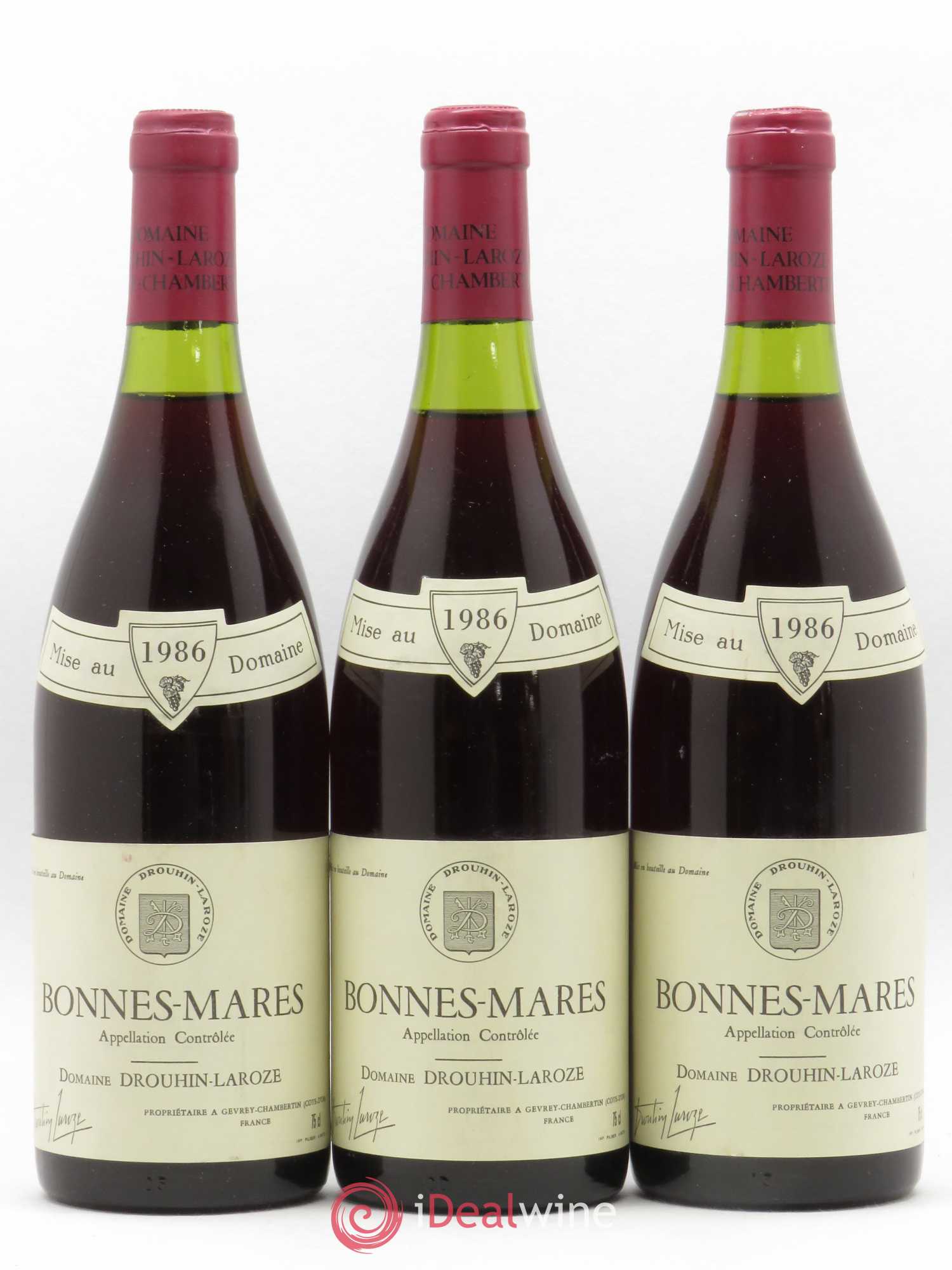 Bonnes-Mares Grand Cru Domaine Drouhin-Laroze 1986 - Lot de 3 bouteilles - 0