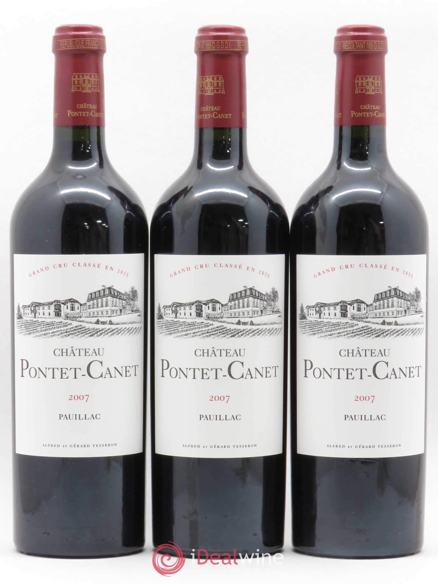 Château Pontet Canet 5ème Grand Cru Classé 2007 - Lot de 3 bouteilles - 0