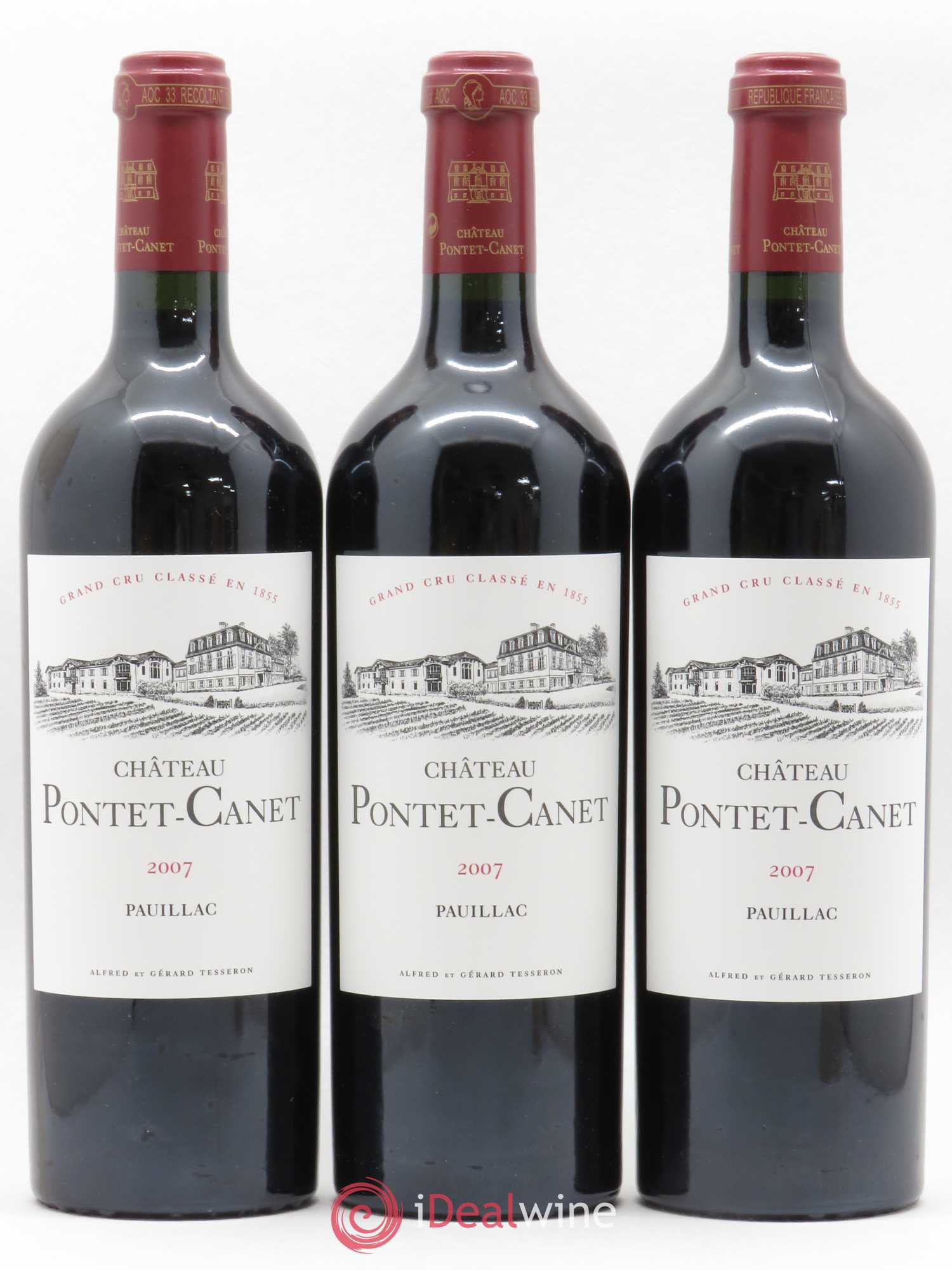 Château Pontet Canet 5ème Grand Cru Classé 2007 - Lot de 3 bouteilles - 0