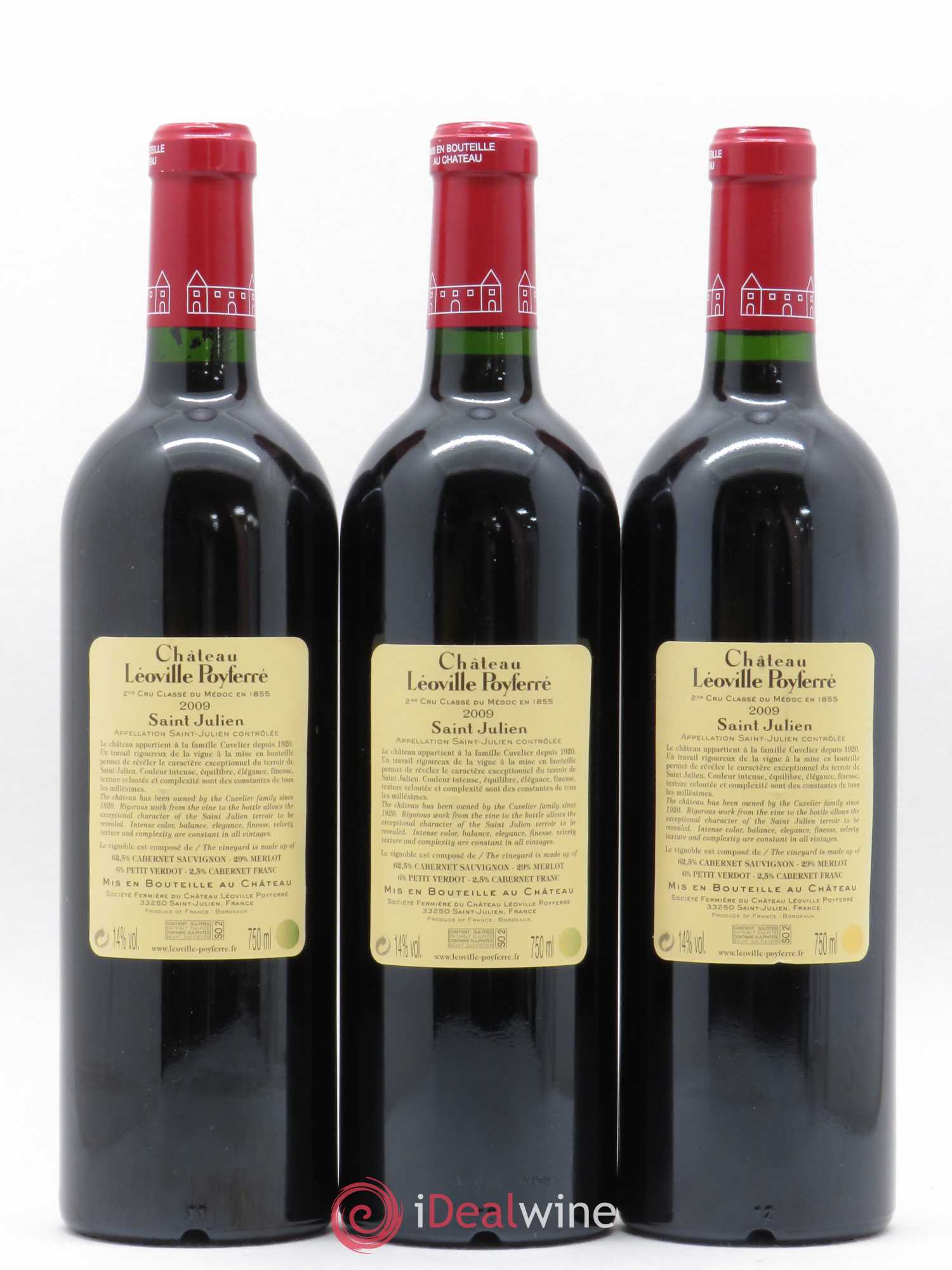 Château Léoville Poyferré 2ème Grand Cru Classé 2009 - Lot de 3 bouteilles - 1