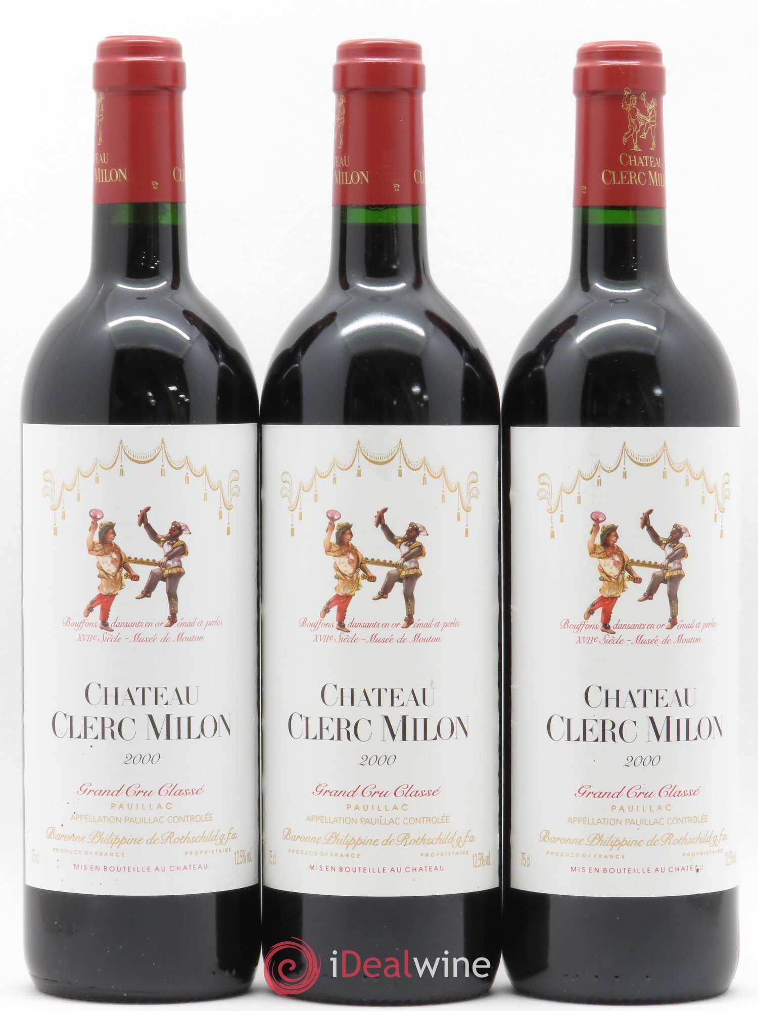 Château Clerc Milon 5ème Grand Cru Classé 2000 - Lot de 3 bouteilles - 0