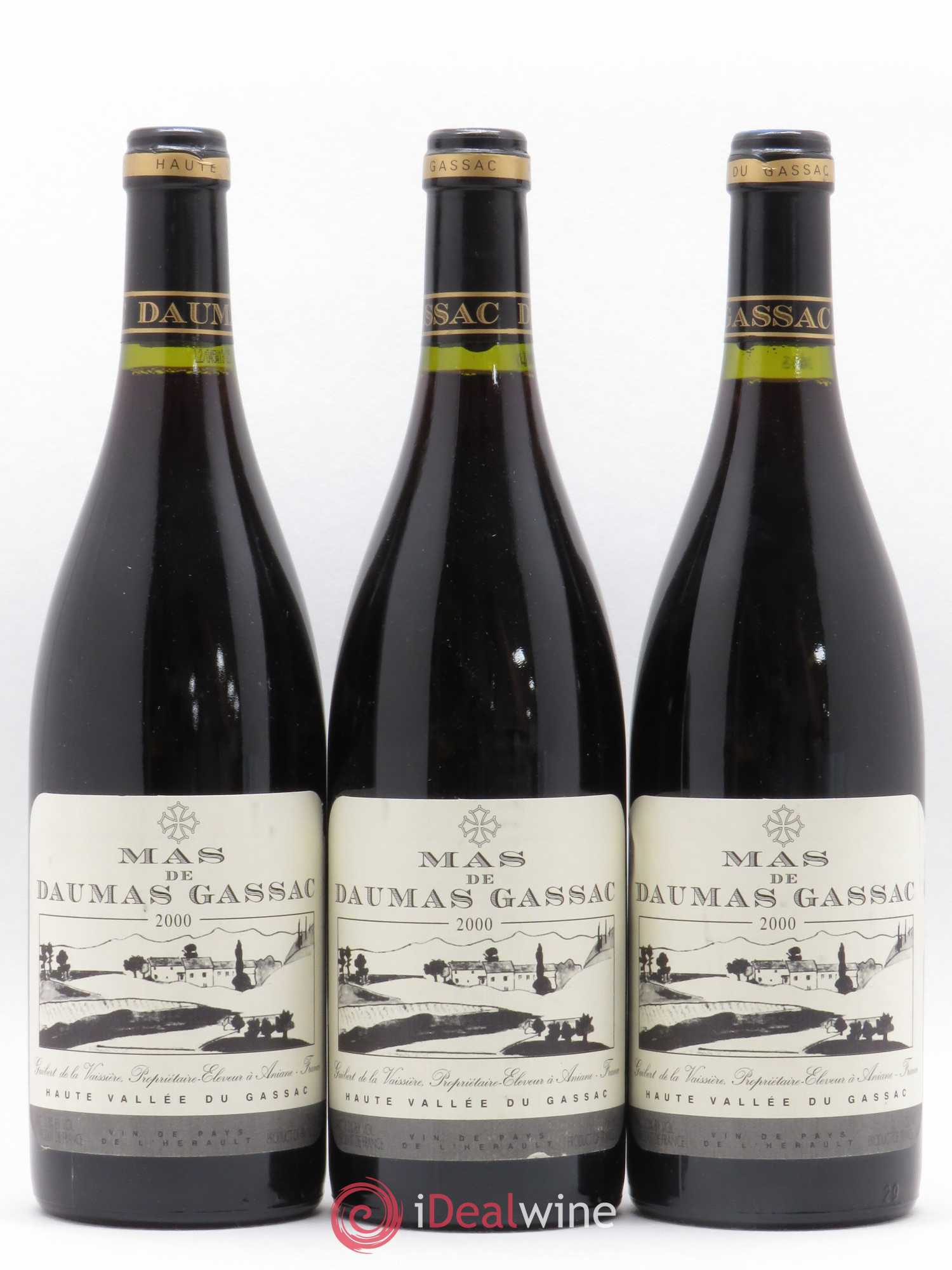 Pays d'Hérault Mas Daumas Gassac Famille Guibert de La Vaissière 2000 - Posten von 3 Flaschen - 0