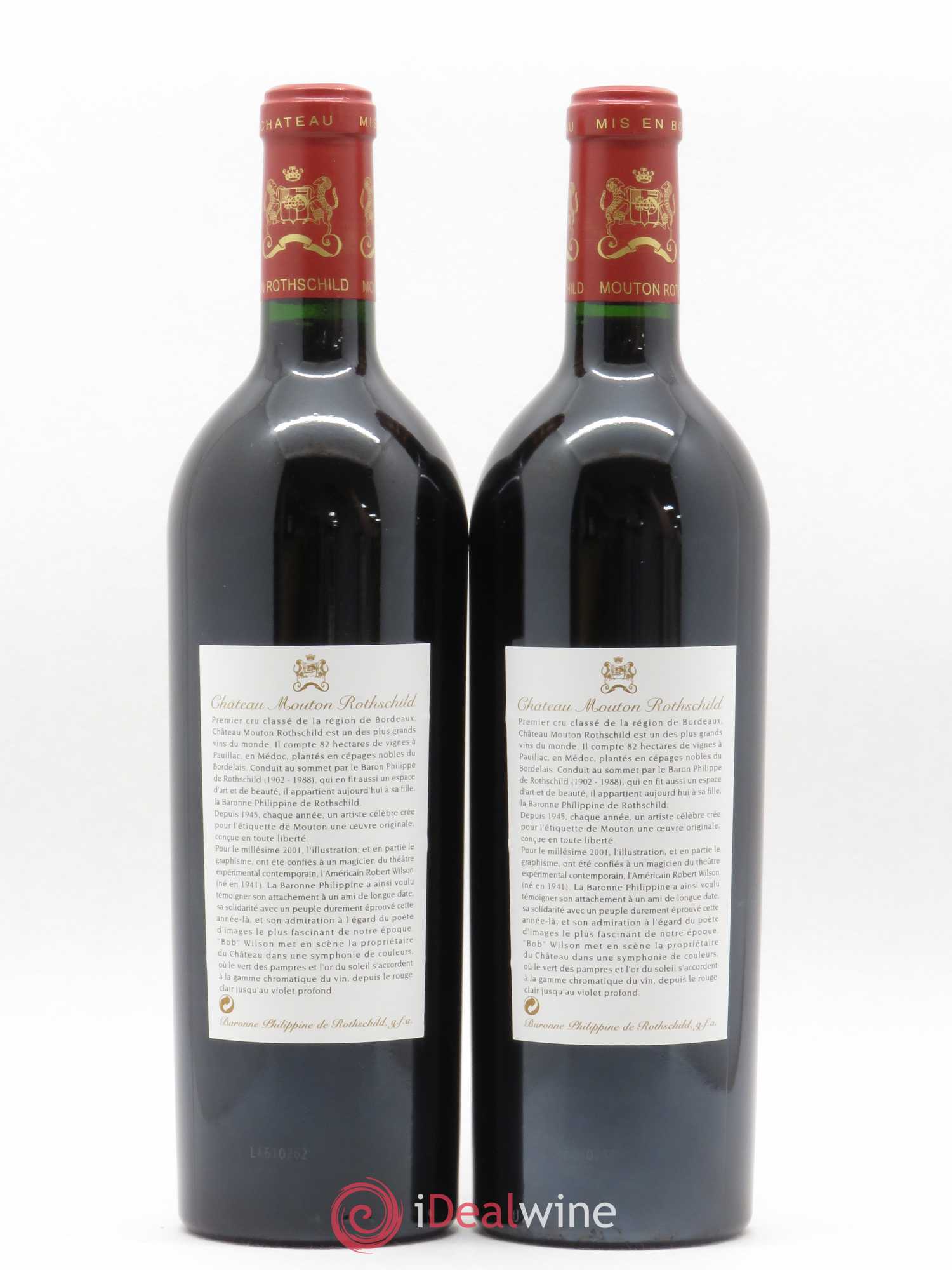 Château Mouton Rothschild 1er Grand Cru Classé 2001 - Lot de 2 bouteilles - 1