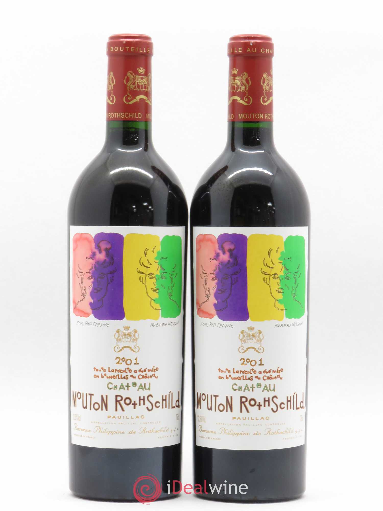 Château Mouton Rothschild 1er Grand Cru Classé 2001 - Lot de 2 bouteilles - 0