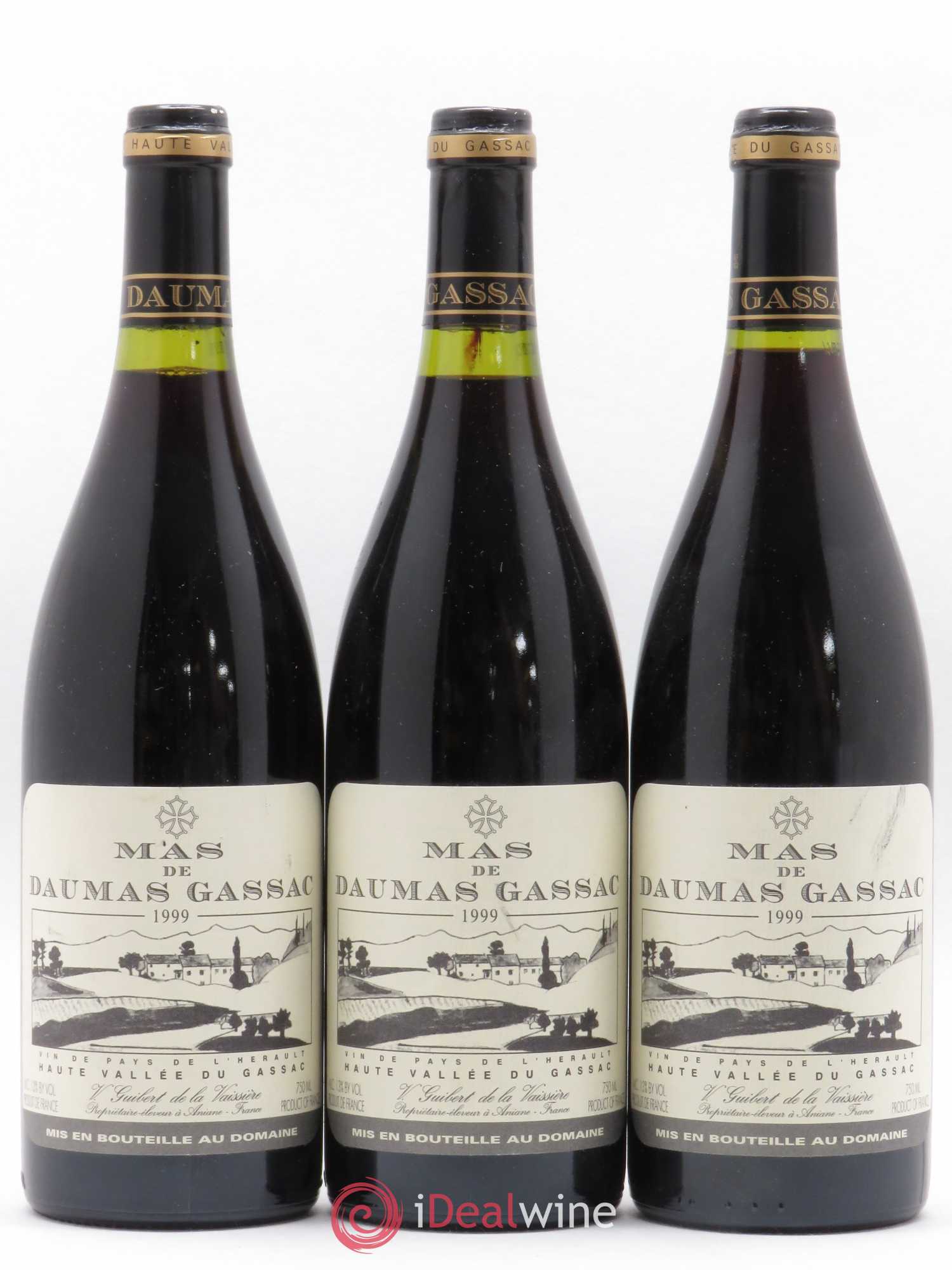 Pays d'Hérault Mas Daumas Gassac Famille Guibert de La Vaissière 1999 - Posten von 3 Flaschen - 0