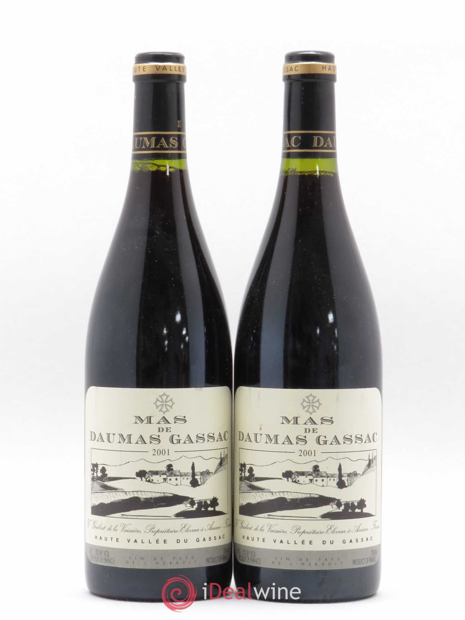Pays d'Hérault Mas Daumas Gassac Famille Guibert de La Vaissière 2001 - Posten von 2 Flaschen - 0