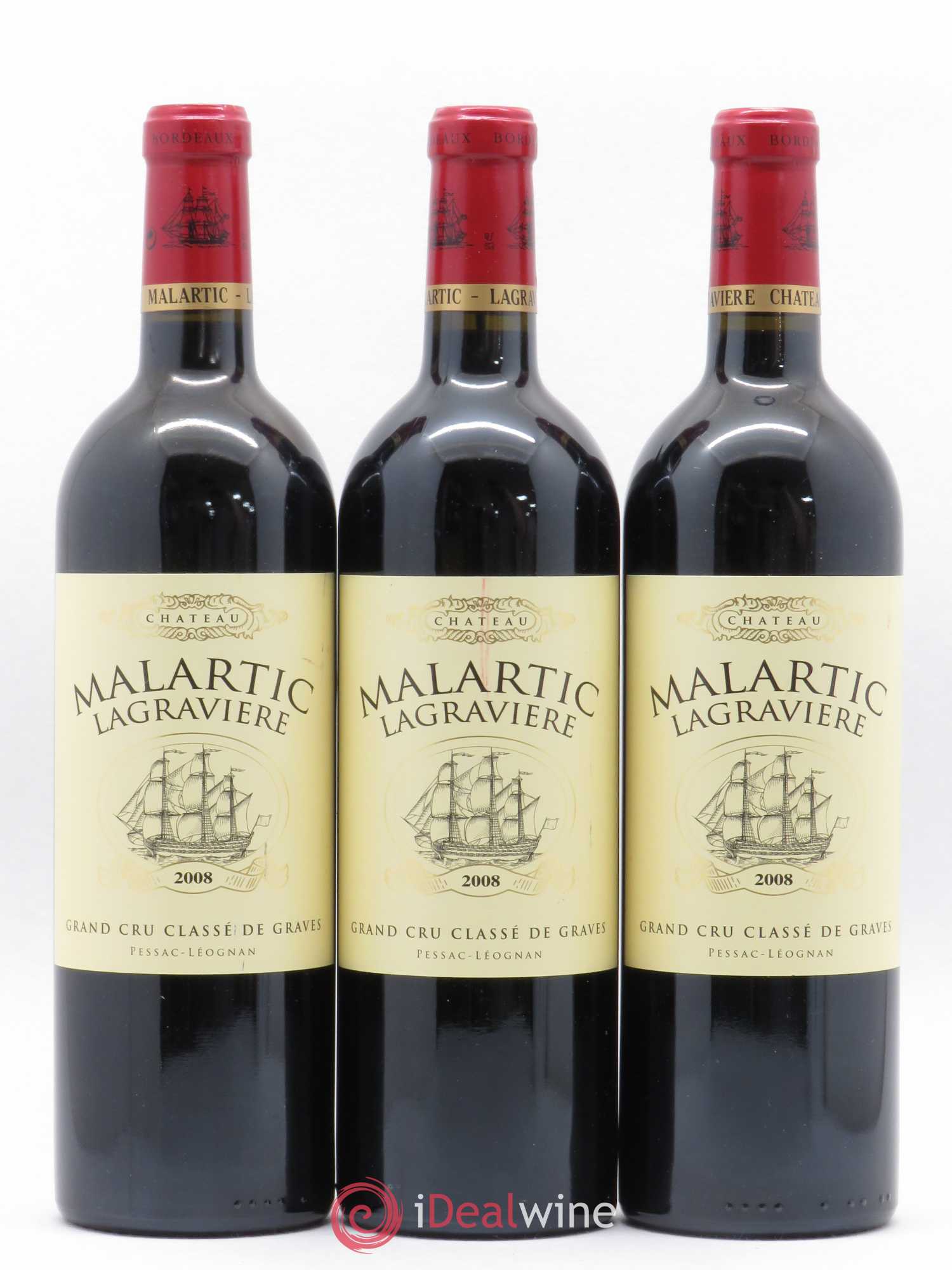 Château Malartic-Lagravière Cru Classé de Graves 2008 - Lot de 3 bouteilles - 0