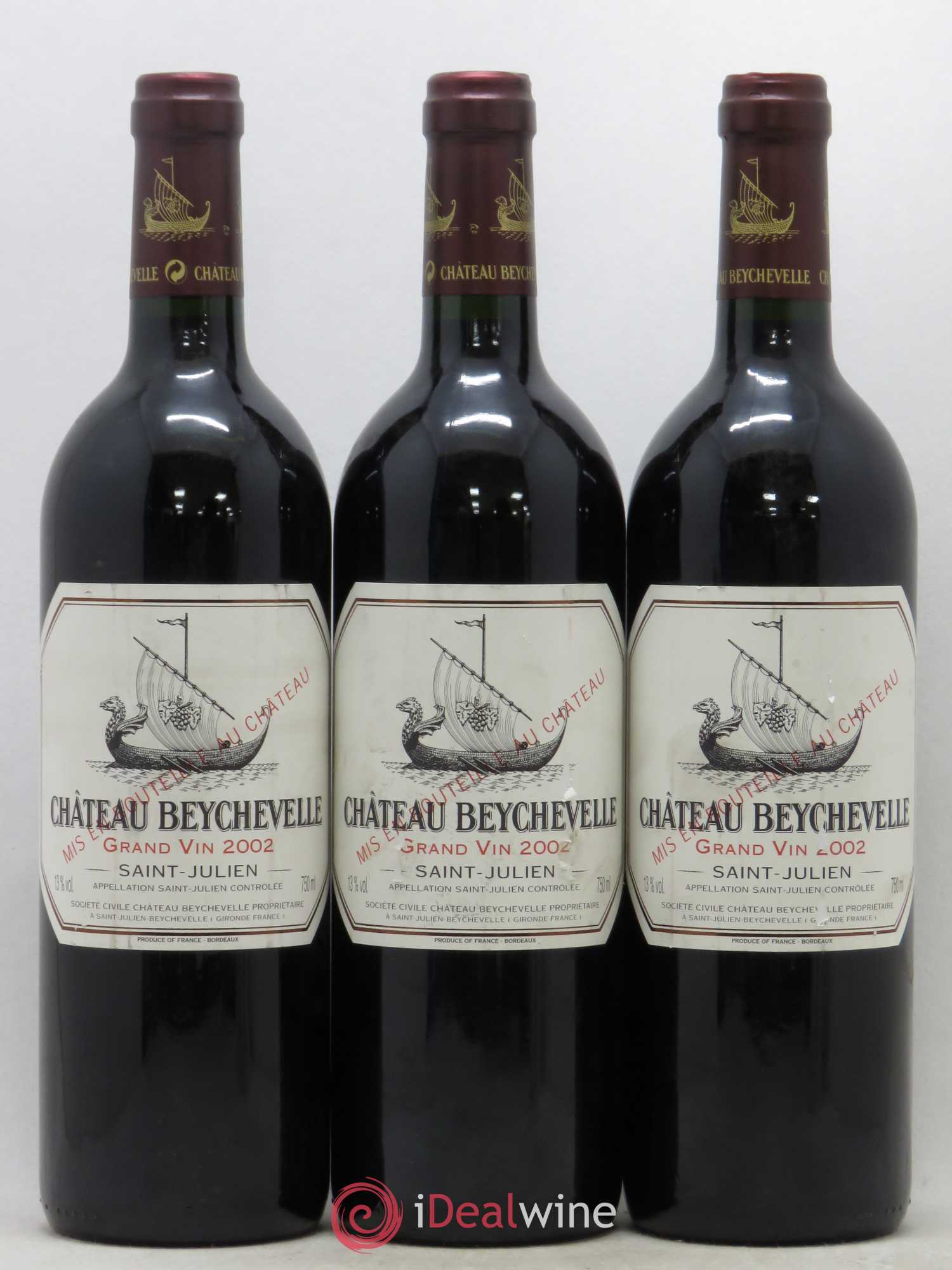 Château Beychevelle 4ème Grand Cru Classé 2002 - Lot de 3 bouteilles - 0