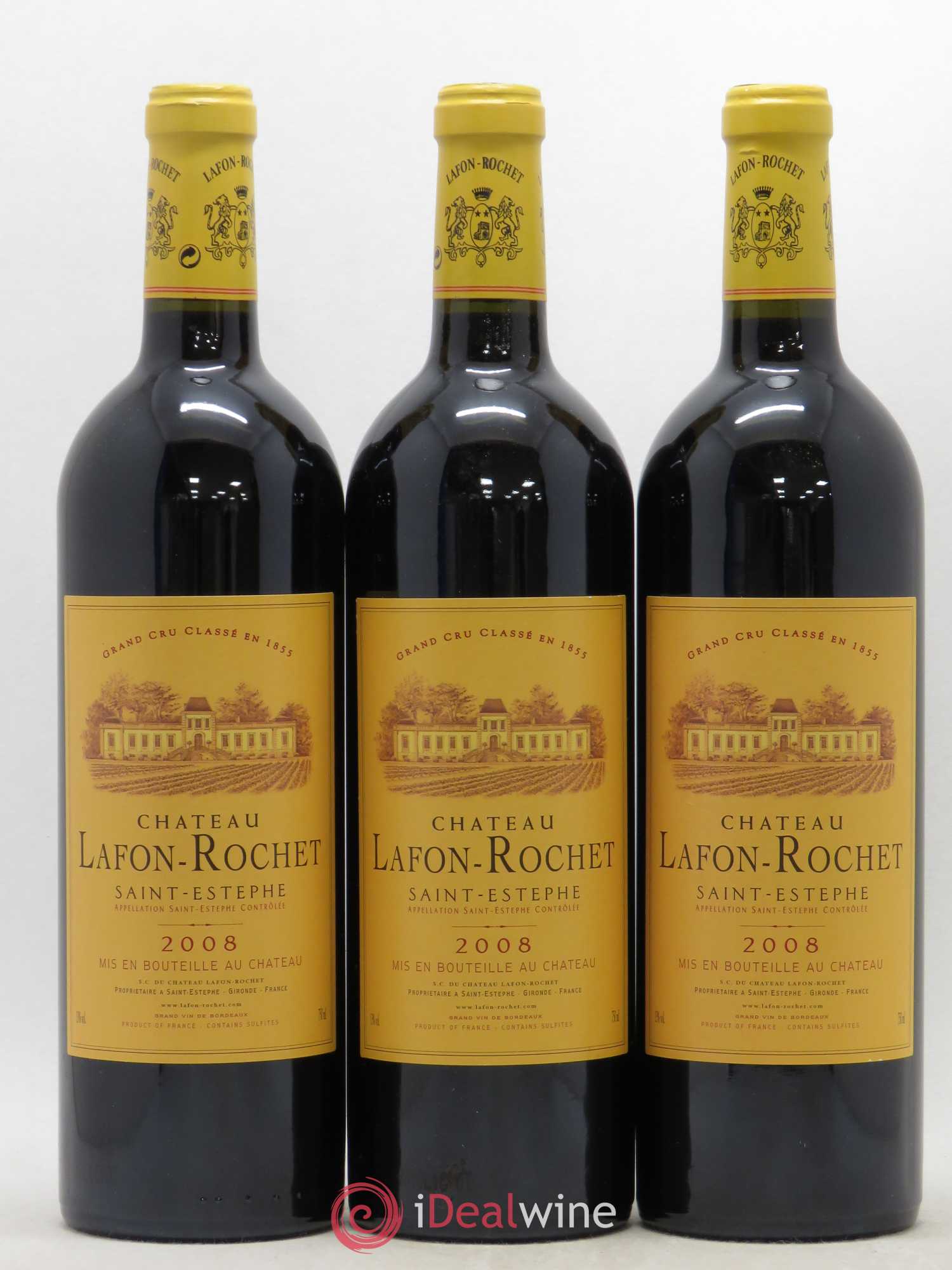 Château Lafon Rochet 4ème Grand Cru Classé 2008 - Lot de 3 bouteilles - 0