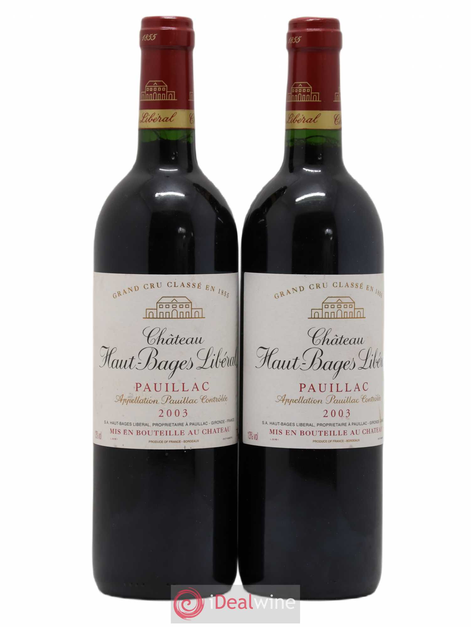 Château Haut Bages Libéral 5ème Grand Cru Classé 2003 - Lot de 2 bouteilles - 0