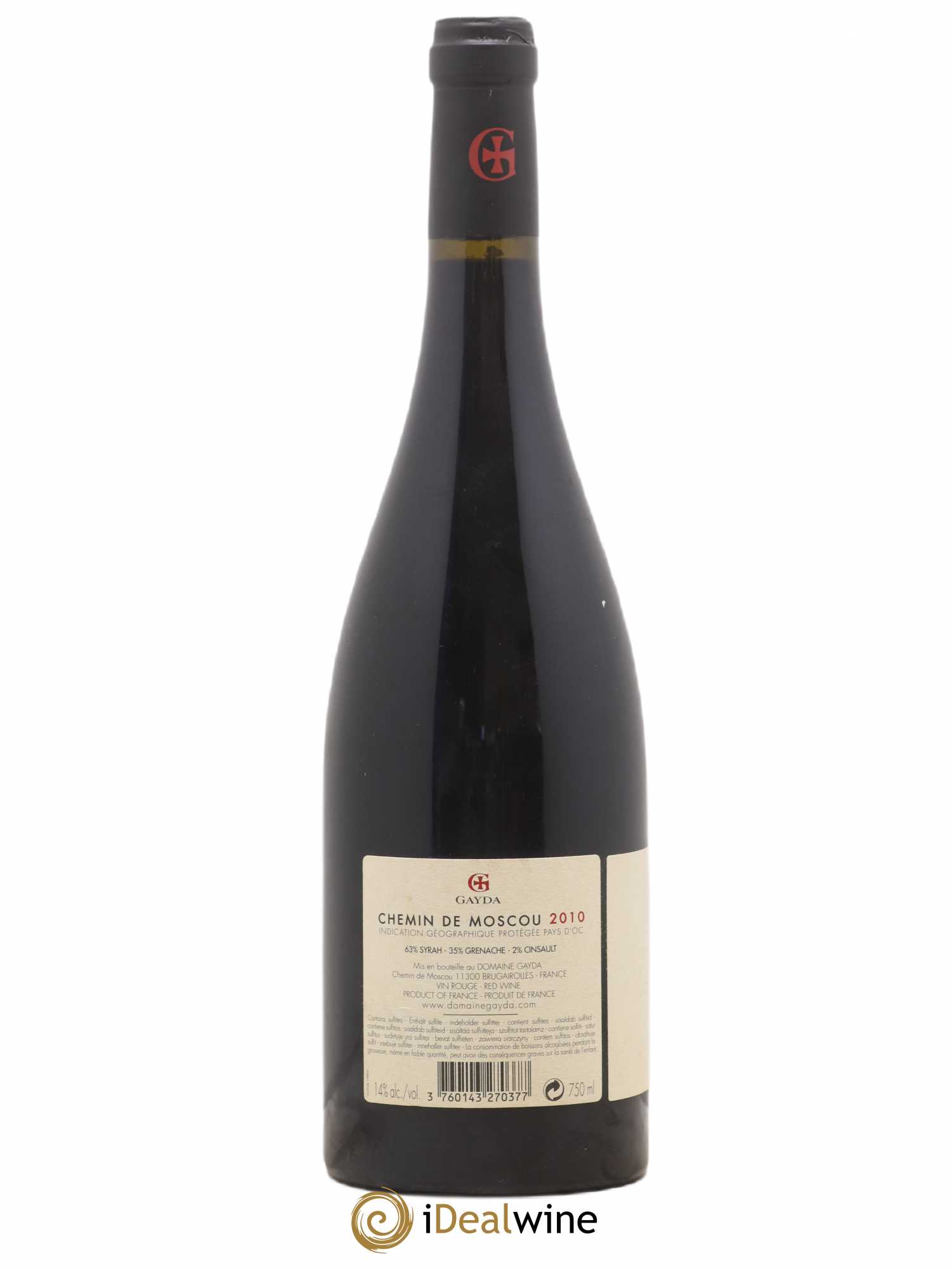 Languedoc Chemin de Moscou Domaine Gayda 2010 - Lot de 1 bouteille - 1