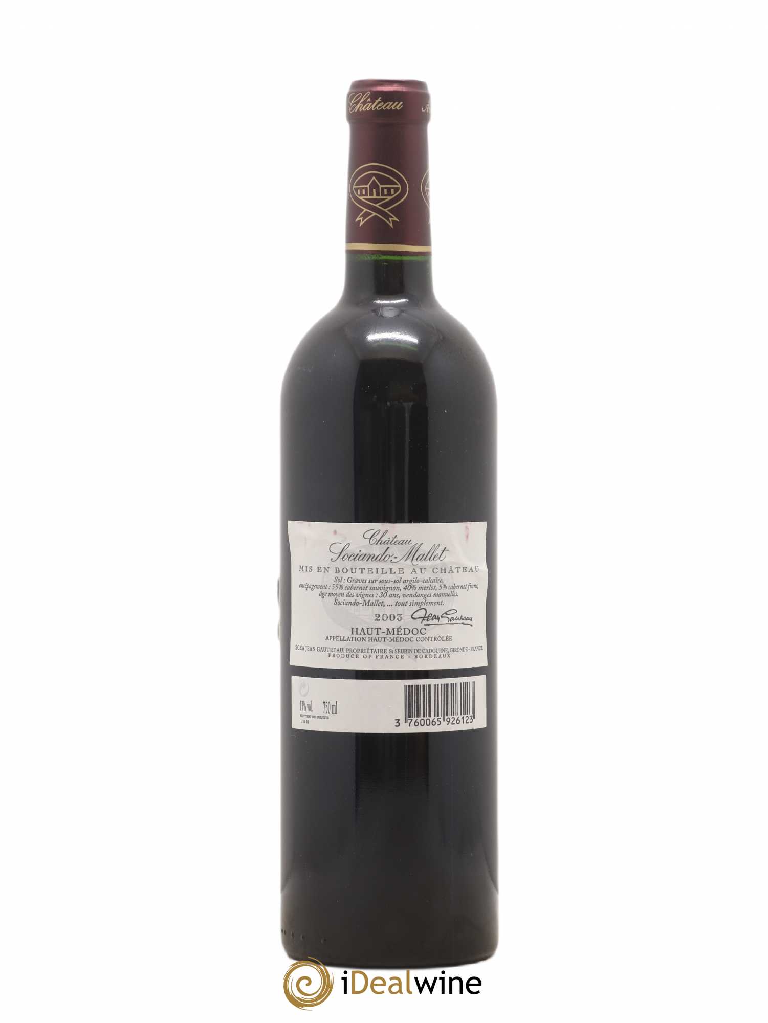 Château Sociando Mallet 2003 - Lot de 1 bouteille - 1