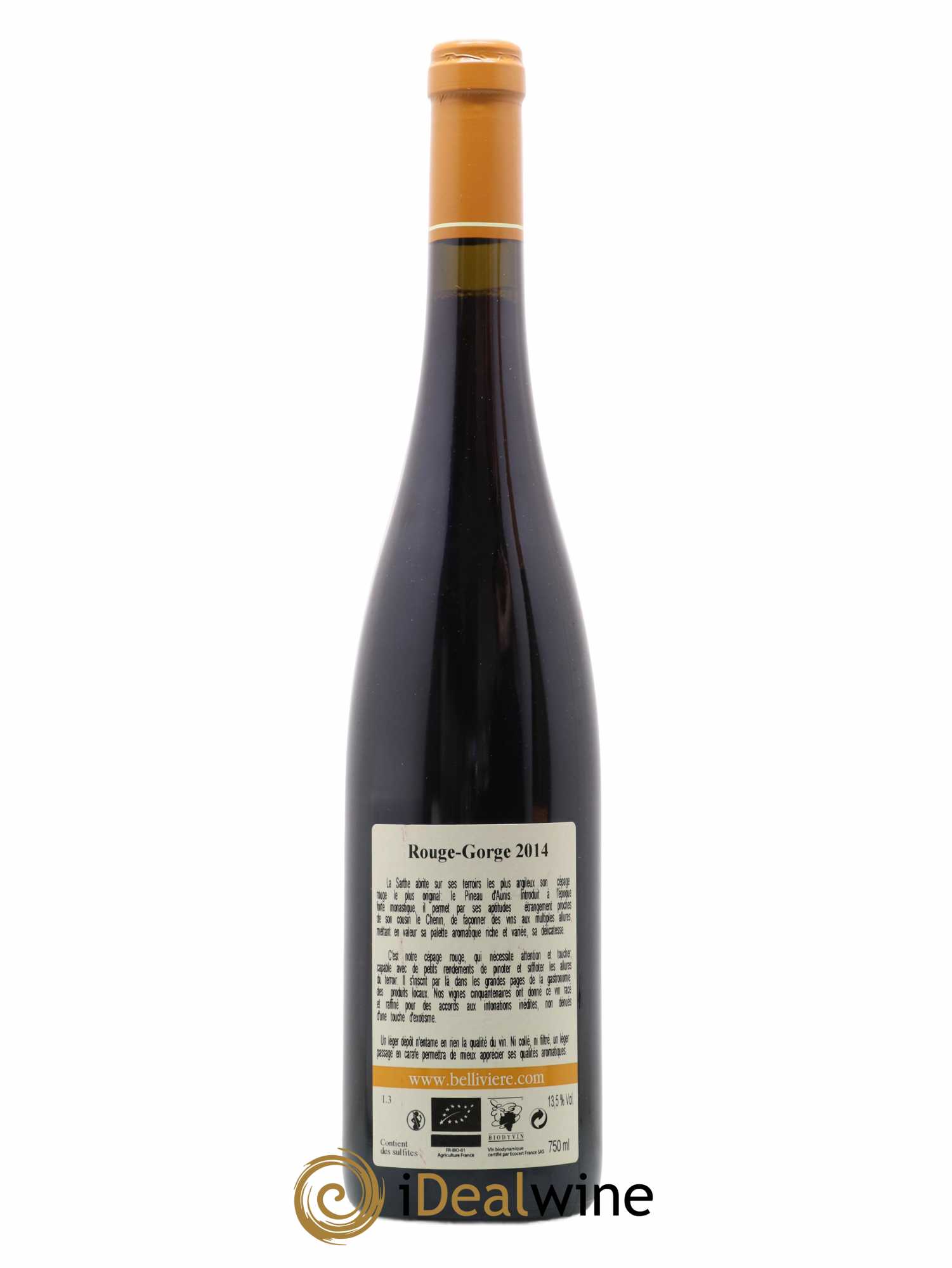 Coteaux du Loir Le Rouge Gorge Domaine de Bellivière 2014 - Lot de 1 bouteille - 1