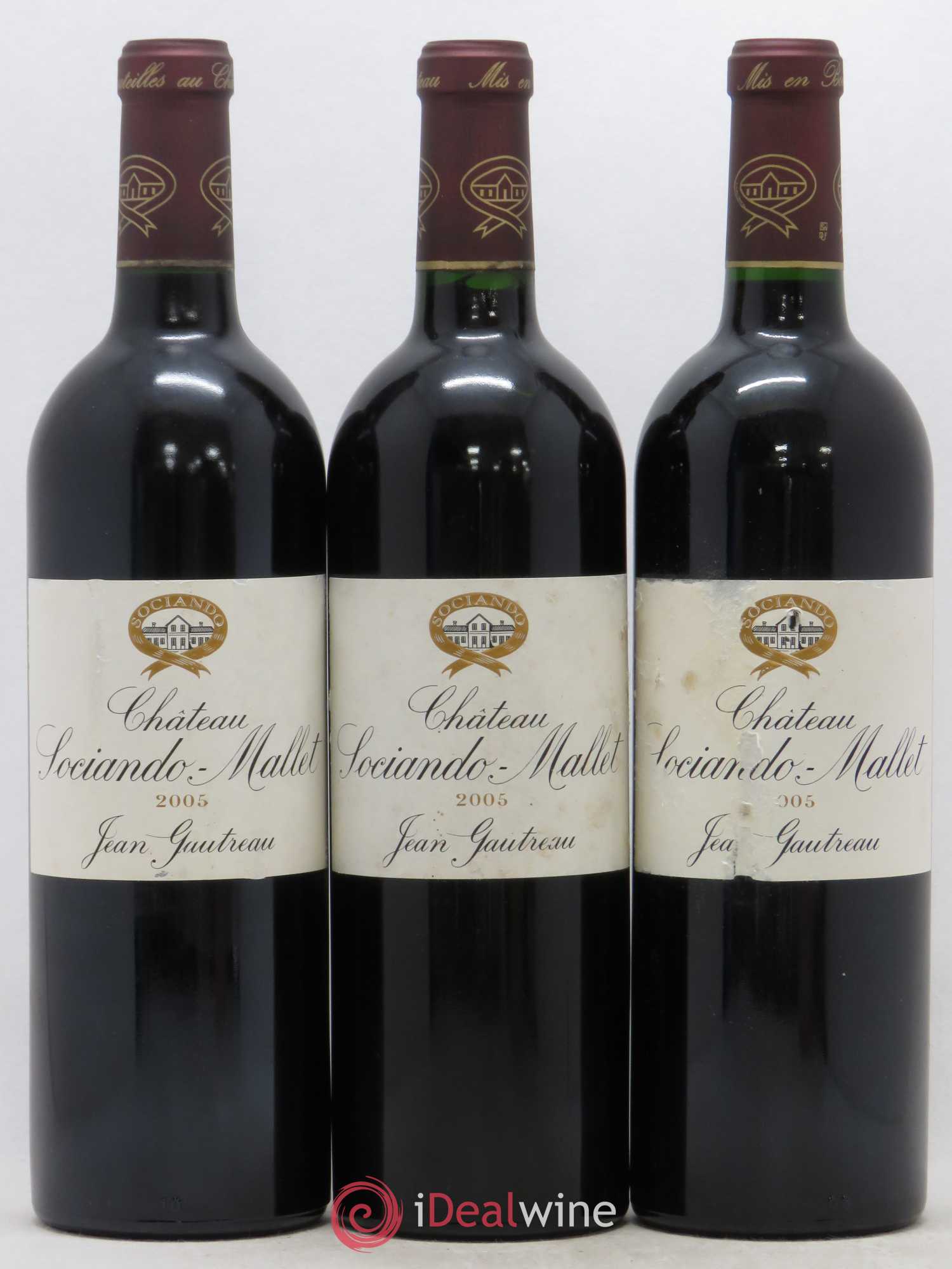 Château Sociando Mallet 2005 - Lot de 3 bouteilles - 0