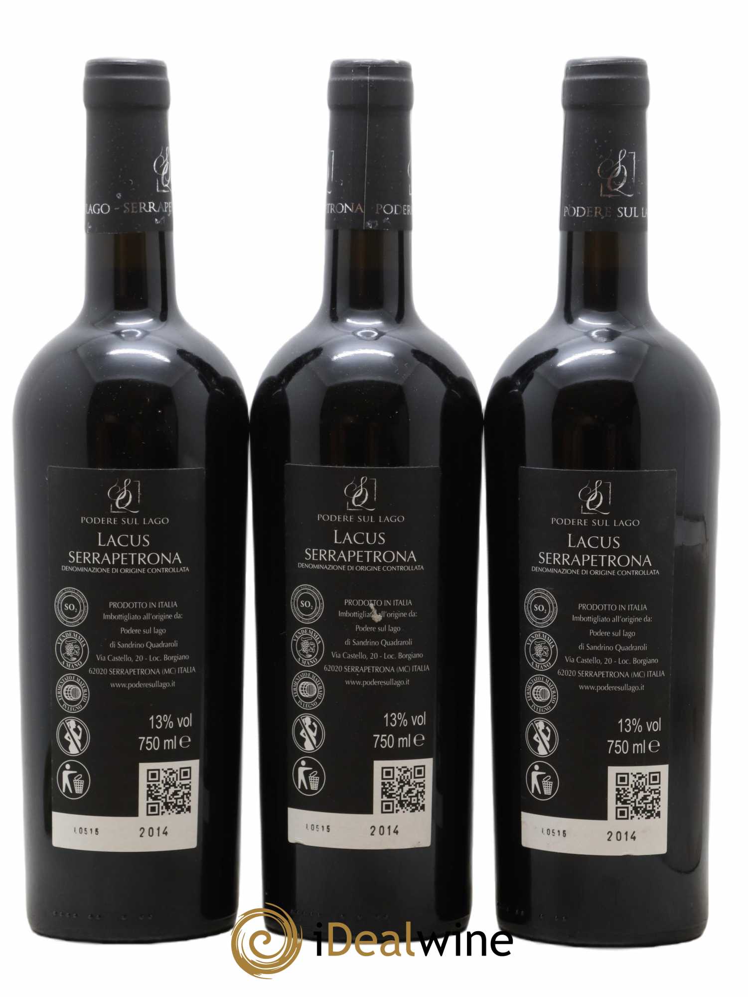 Italie Serrapetrona Lacus Podere sul Lago Sandrino Quadraroli 2014 - Lotto di 3 bottiglie - 1