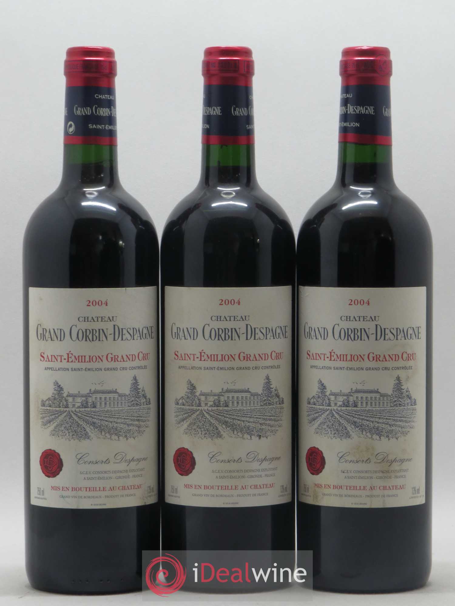 Château Grand Corbin Despagne Grand Cru Classé 2004 - Lot de 3 bouteilles - 0