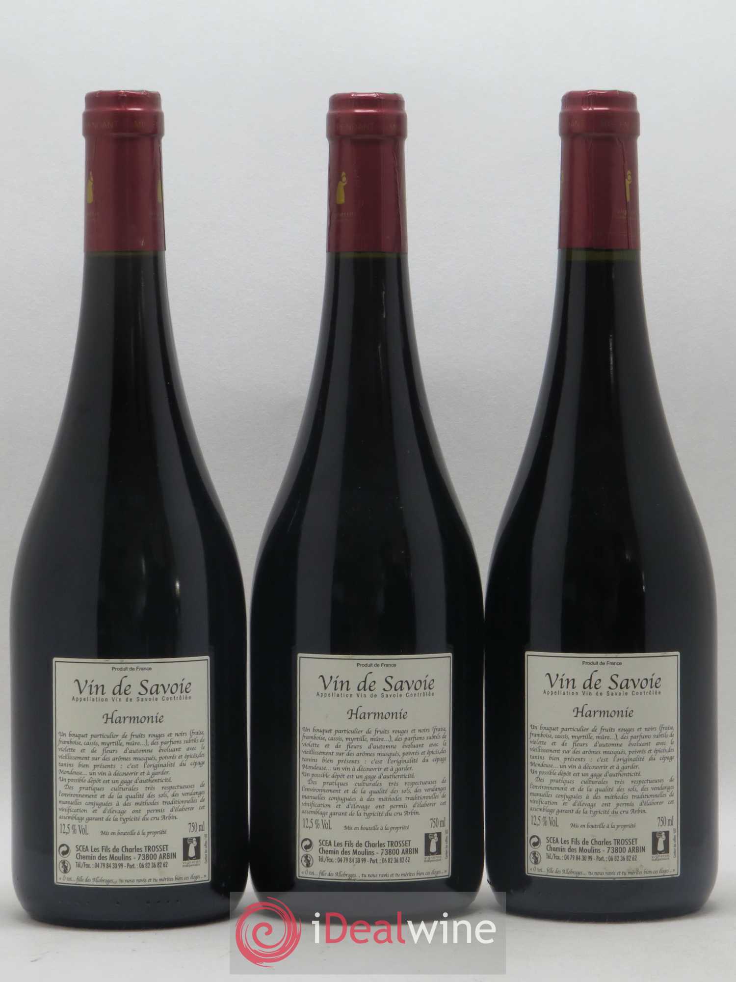 Vin de Savoie Arbin Harmonie Trosset 2008 - Lot de 3 bouteilles - 1