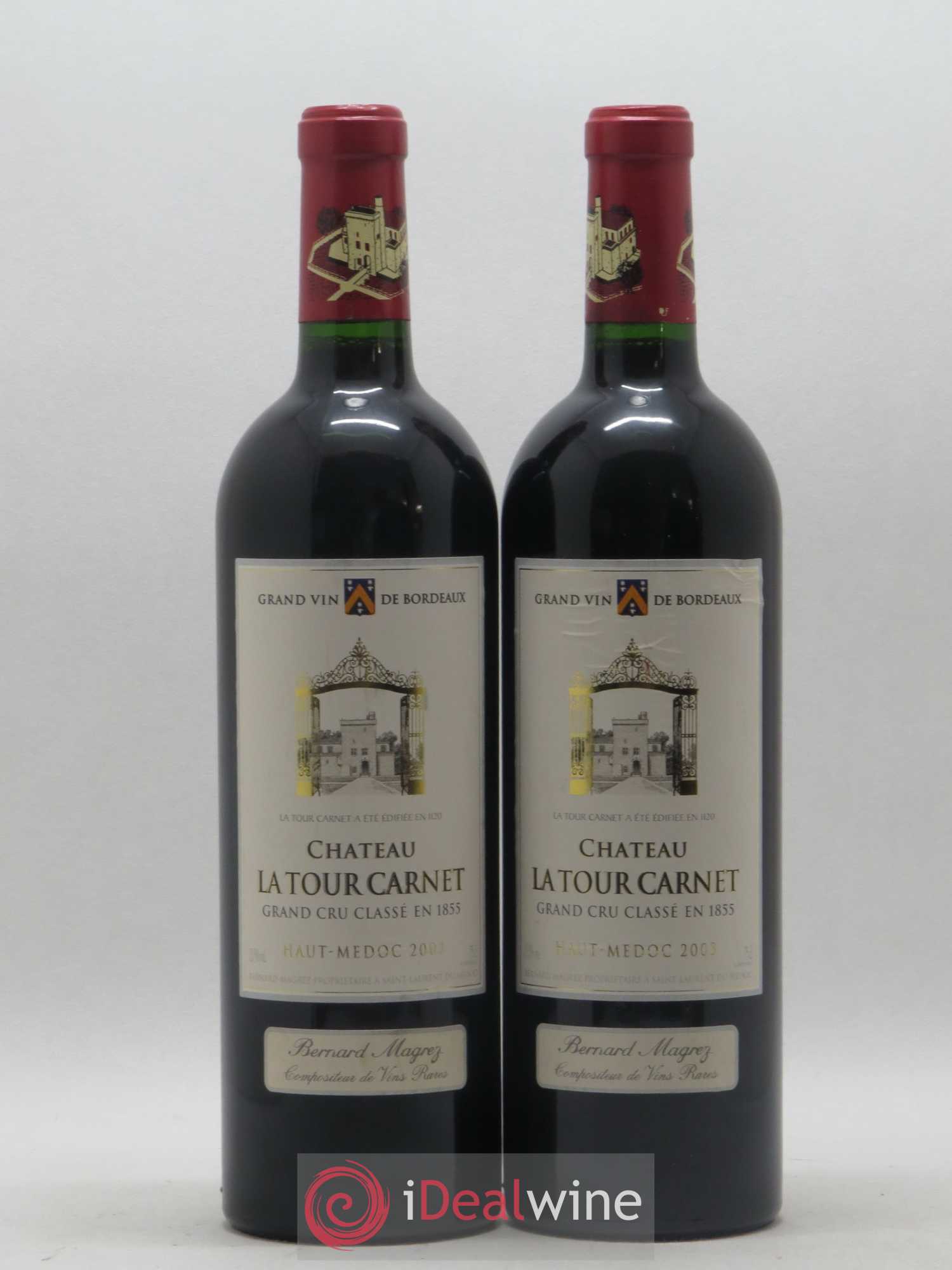Château la Tour Carnet 4ème Grand Cru Classé 2003 - Lot de 2 bouteilles - 0