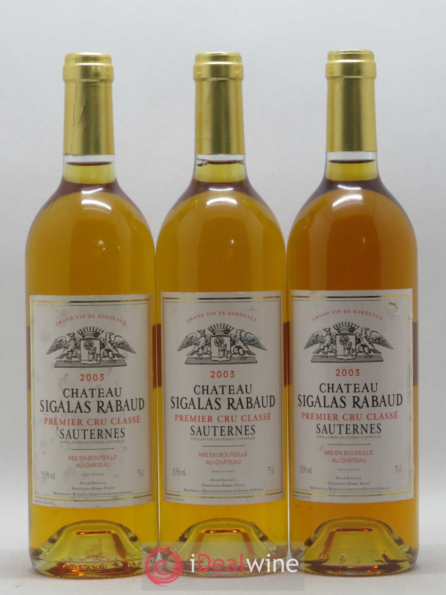 Château Sigalas Rabaud 1er Grand Cru Classé 2003 - Lotto di 3 bottiglie - 0
