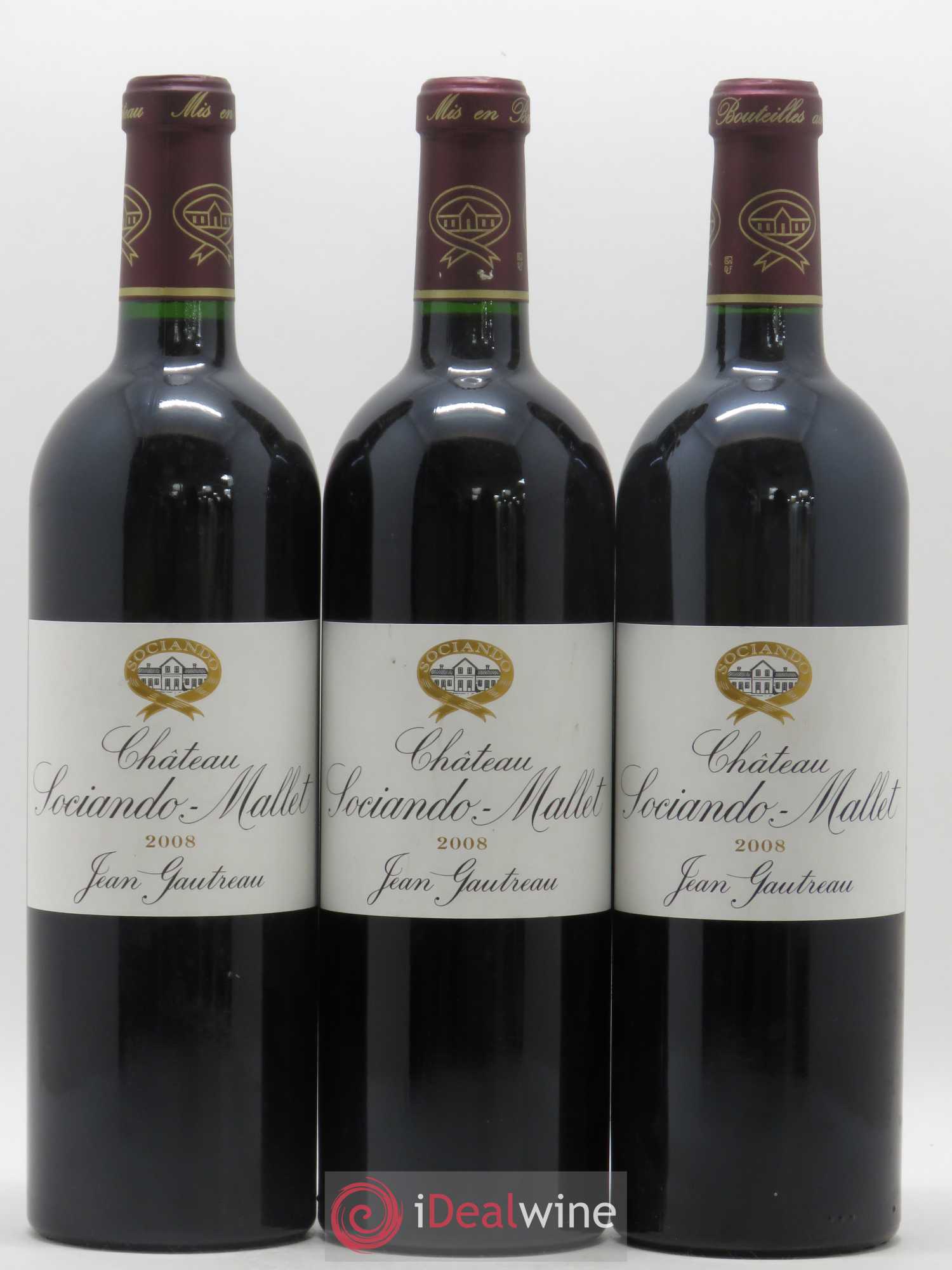 Château Sociando Mallet 2008 - Lot de 3 bouteilles - 0